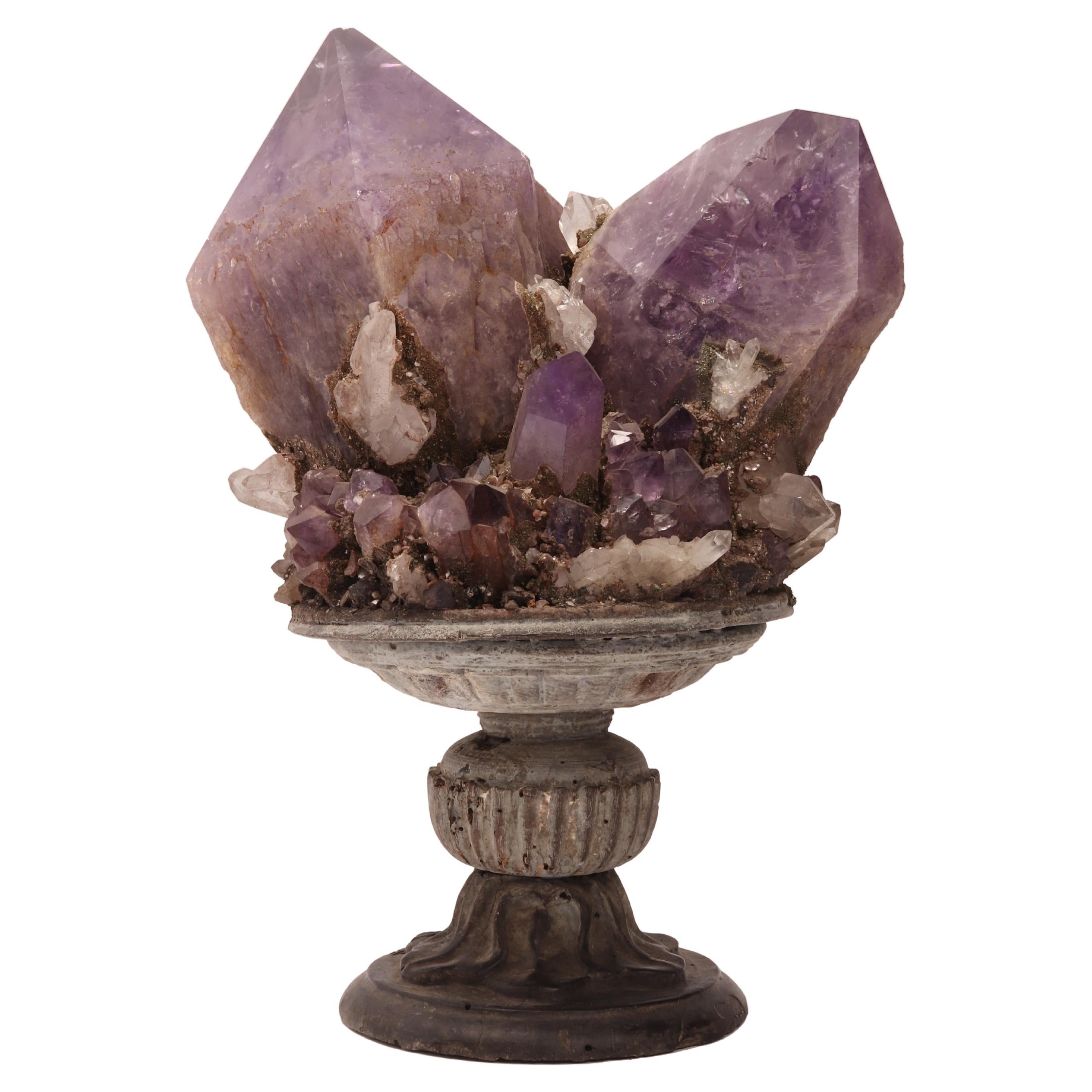 Natural Specimen a Group of Amethyst Crystals, Italy, 1880