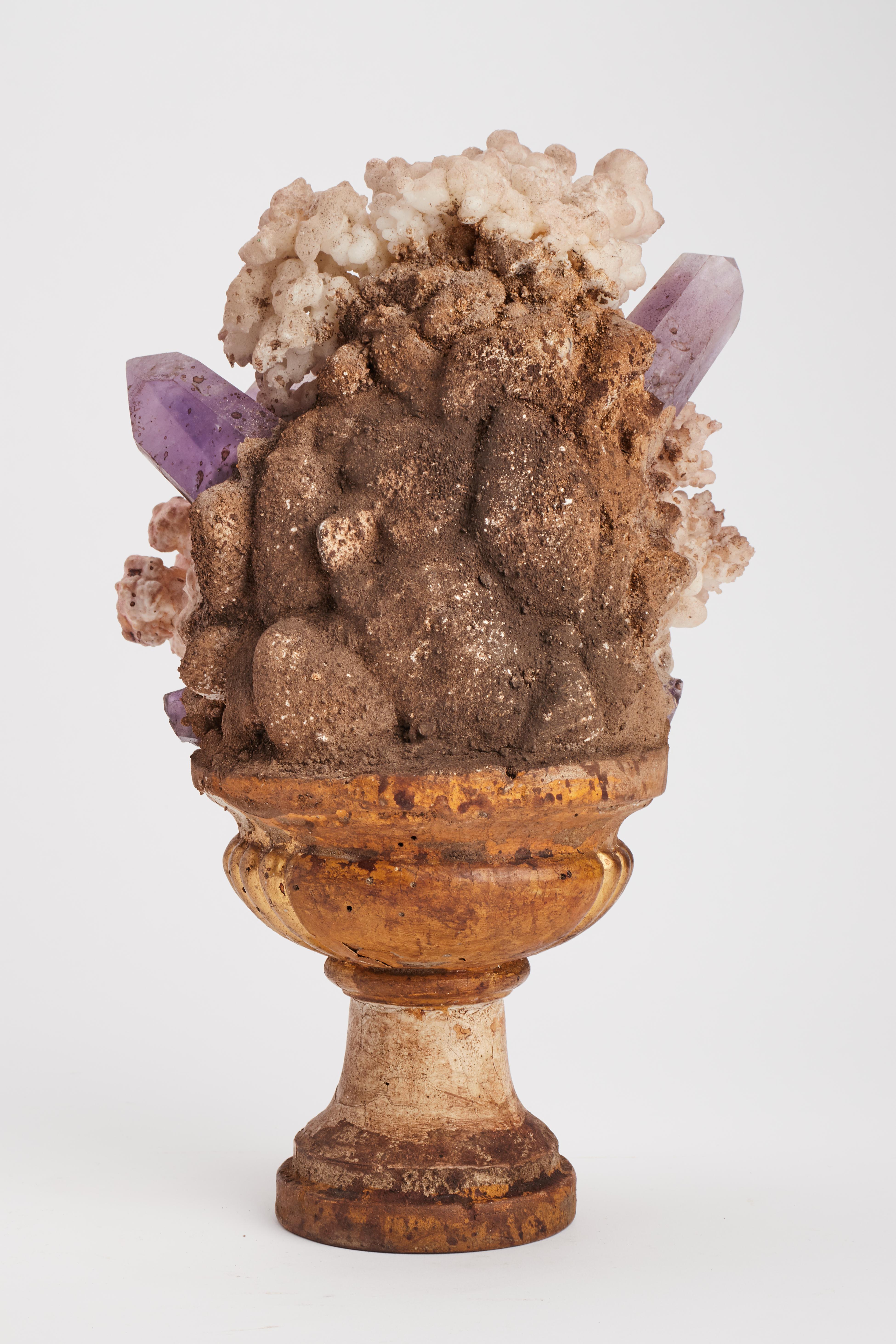 Esemplare Nature: coppia di cristalli di fiori di ametista e calcite, Italia 1880. in vendita 1