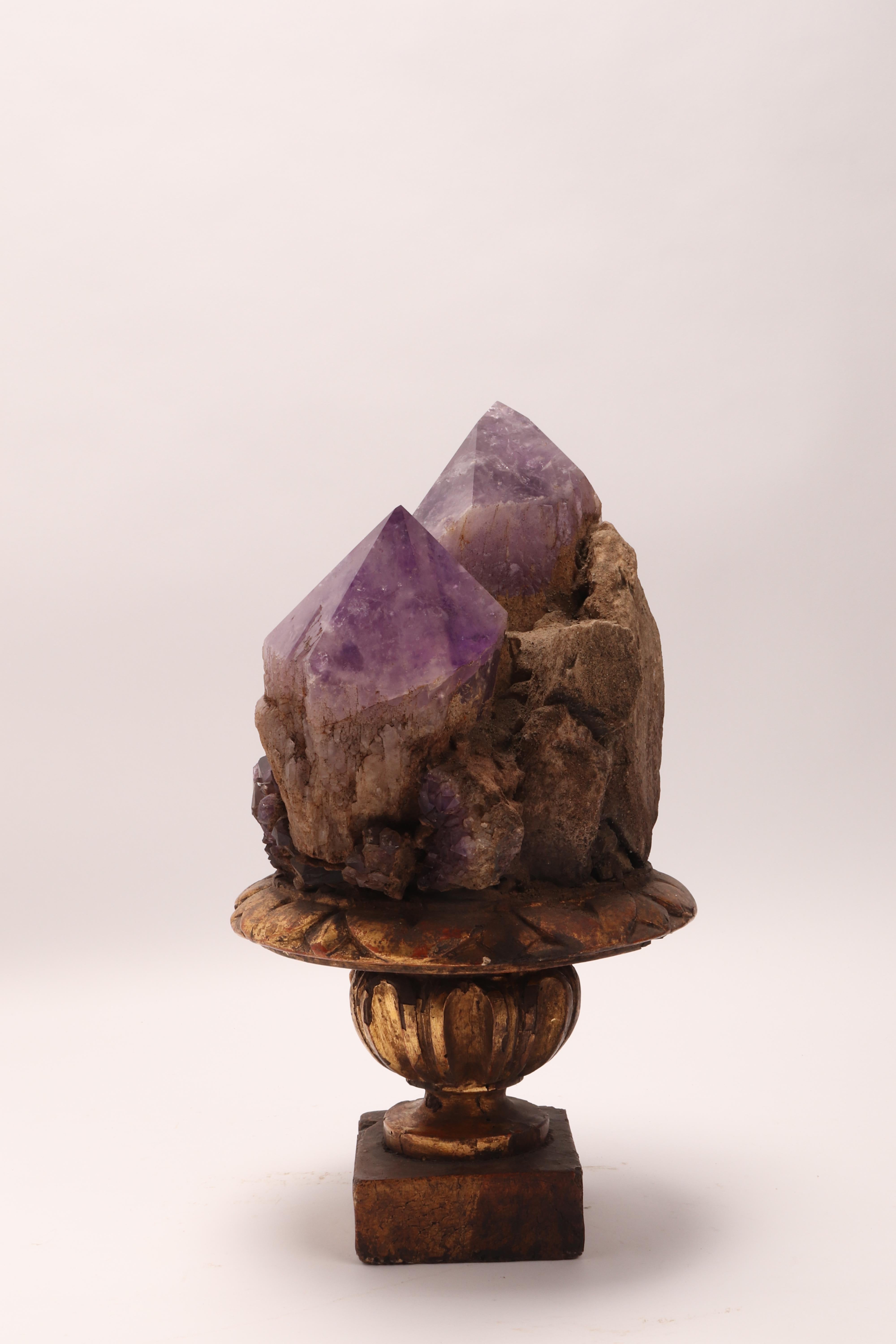 Italian Natural Specimen a Pair of Big Amethyst Crystals, Italy, 1880