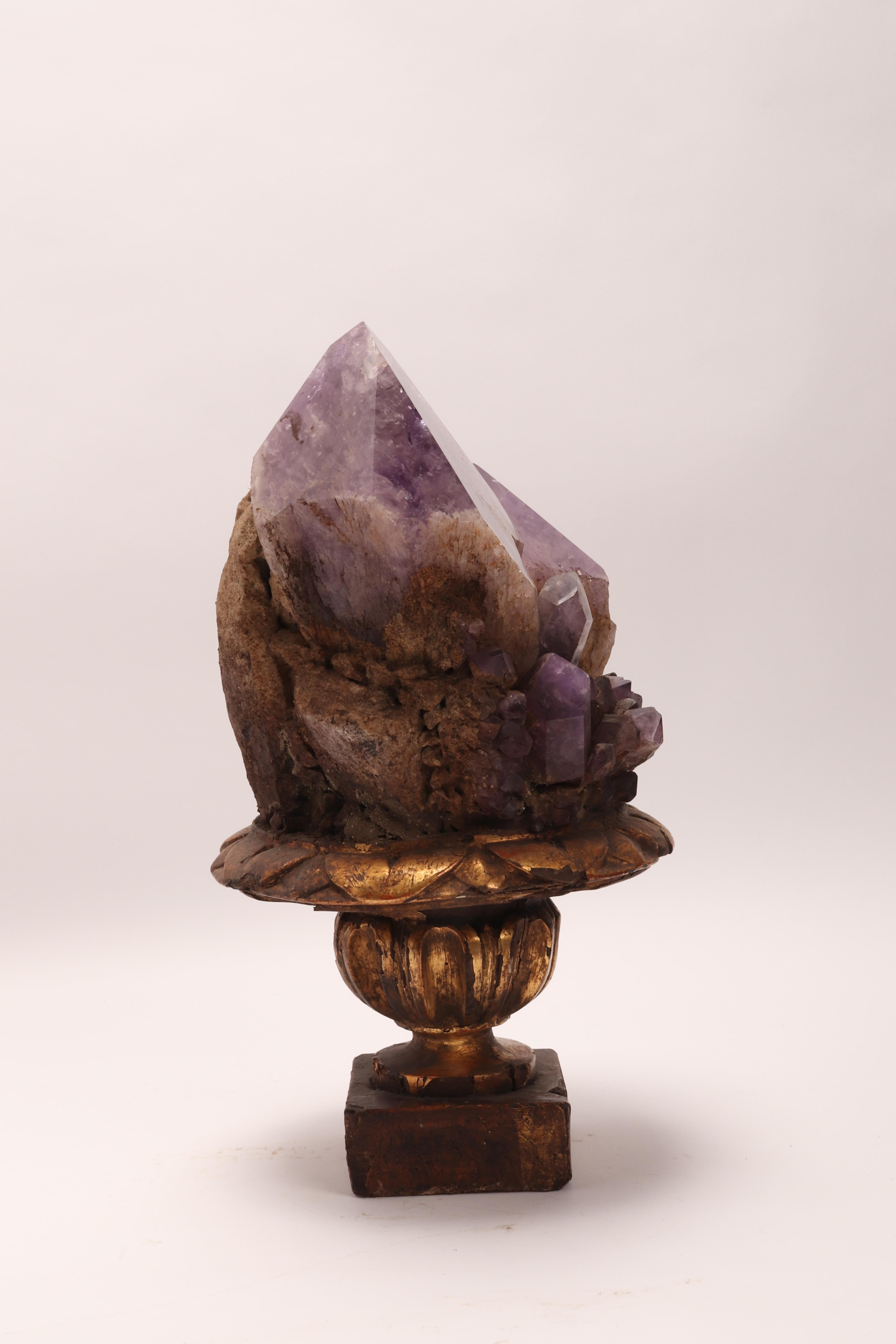 Late 19th Century Natural Specimen a Pair of Big Amethyst Crystals, Italy, 1880