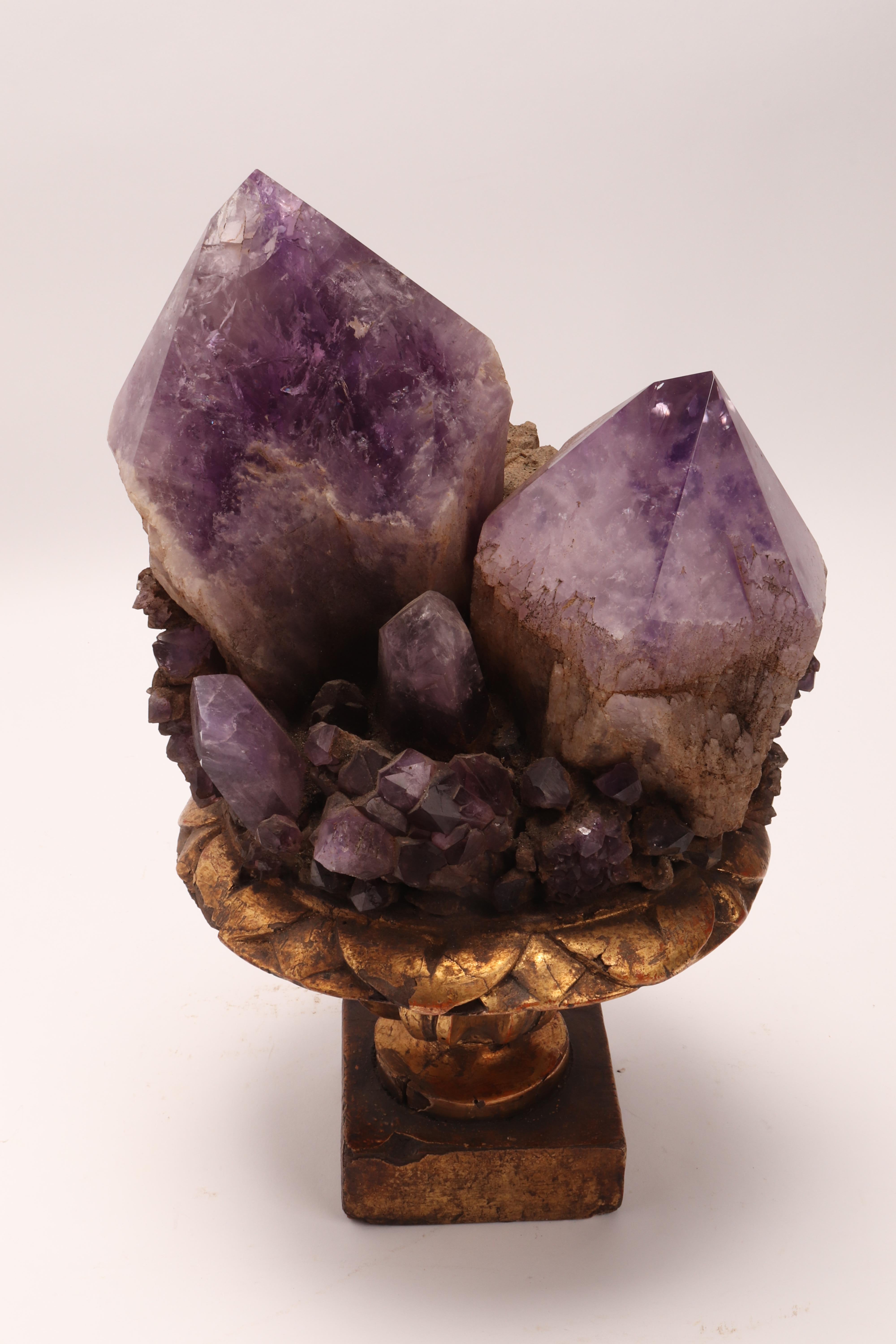 Natural Specimen a Pair of Big Amethyst Crystals, Italy, 1880 1