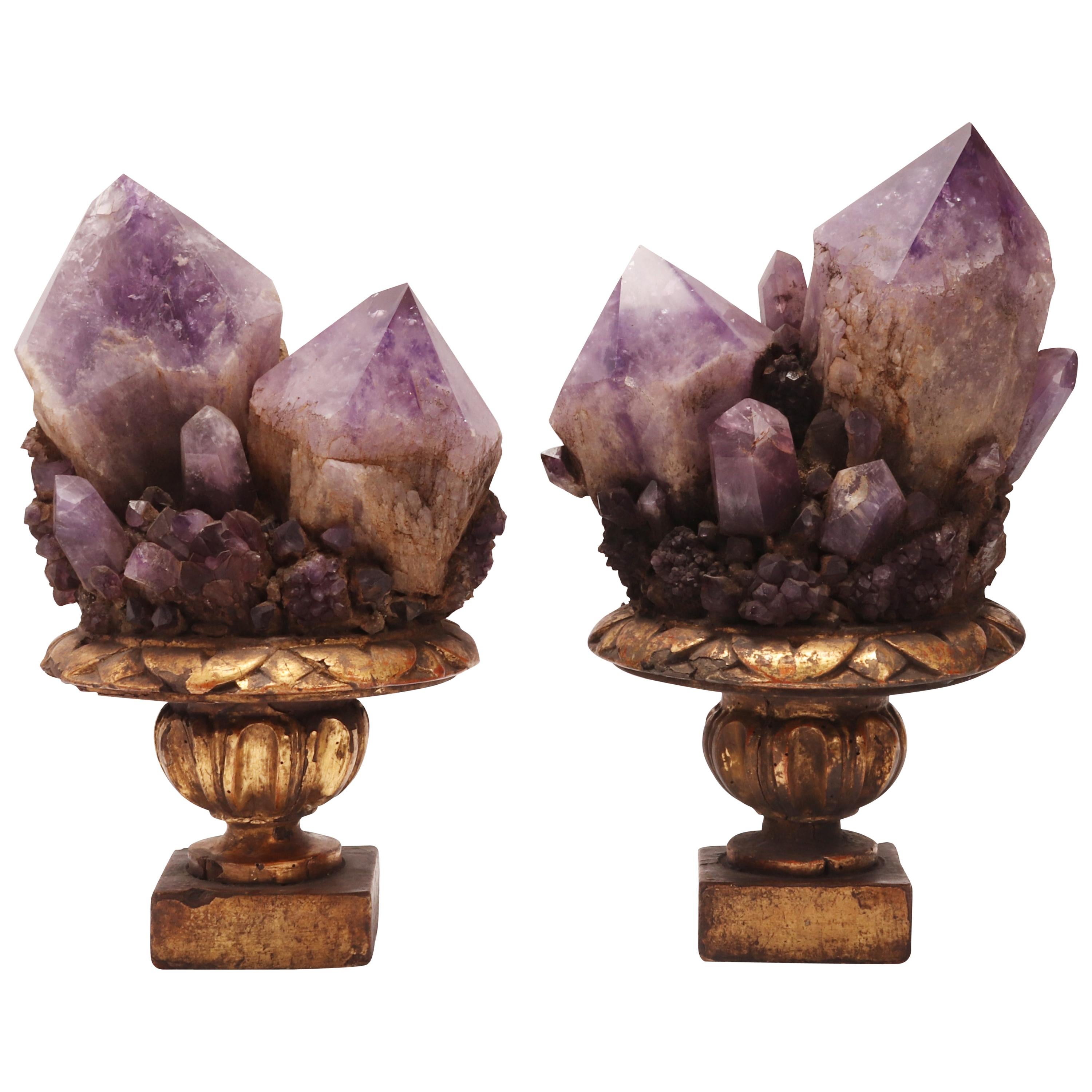 Natural Specimen a Pair of Big Amethyst Crystals, Italy, 1880