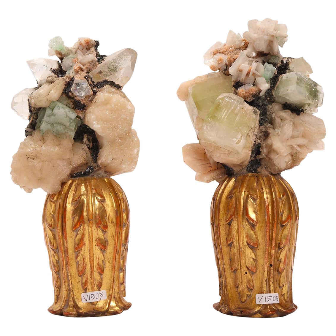 Natural specimen: a pair of Druzes with crystals, Italy 1880. 