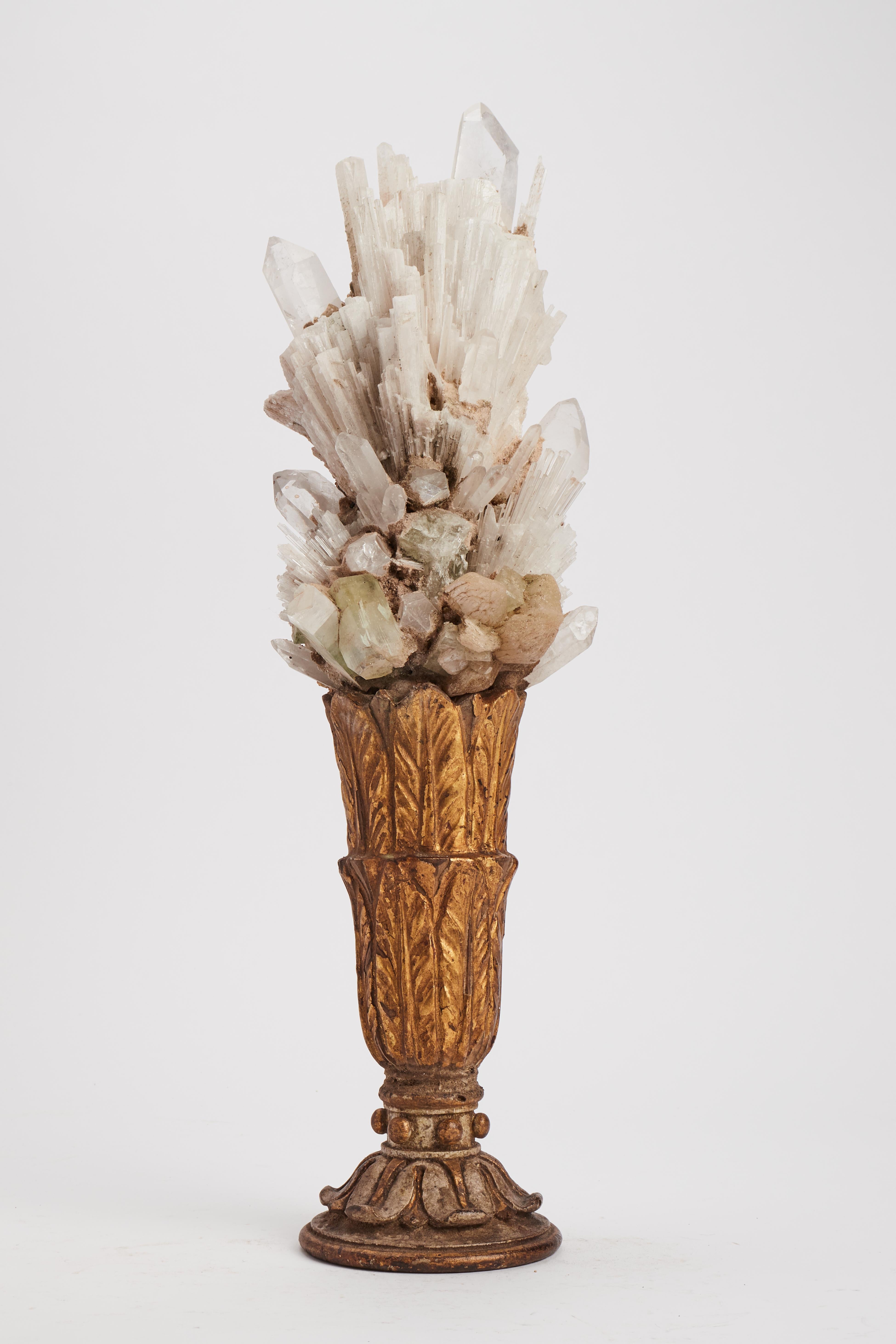 Late 19th Century Natural Specimen Pair of Scolecite and Apophilite Crystals, Italy 1880