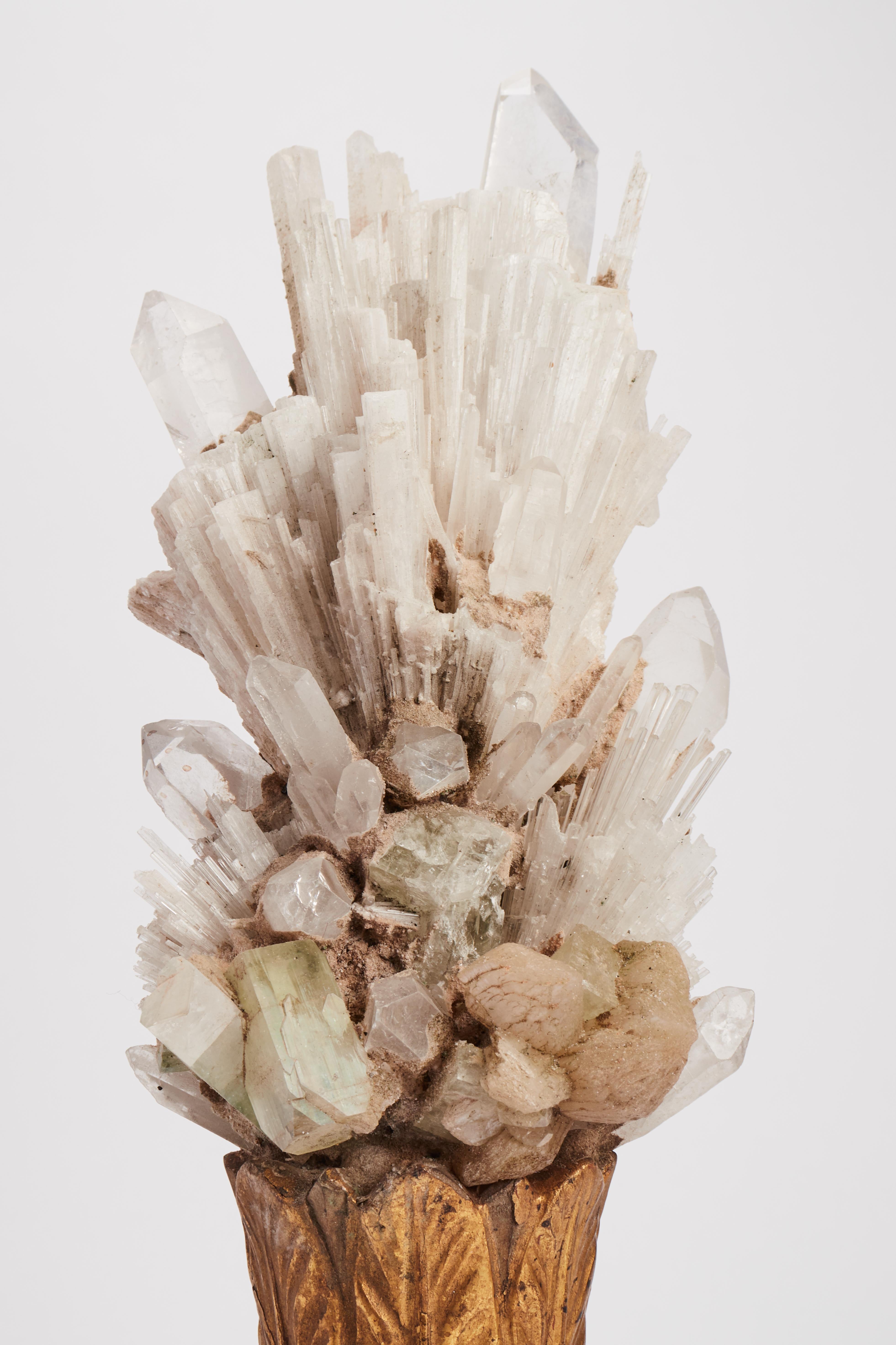 Natural Specimen Pair of Scolecite and Apophilite Crystals, Italy 1880 1