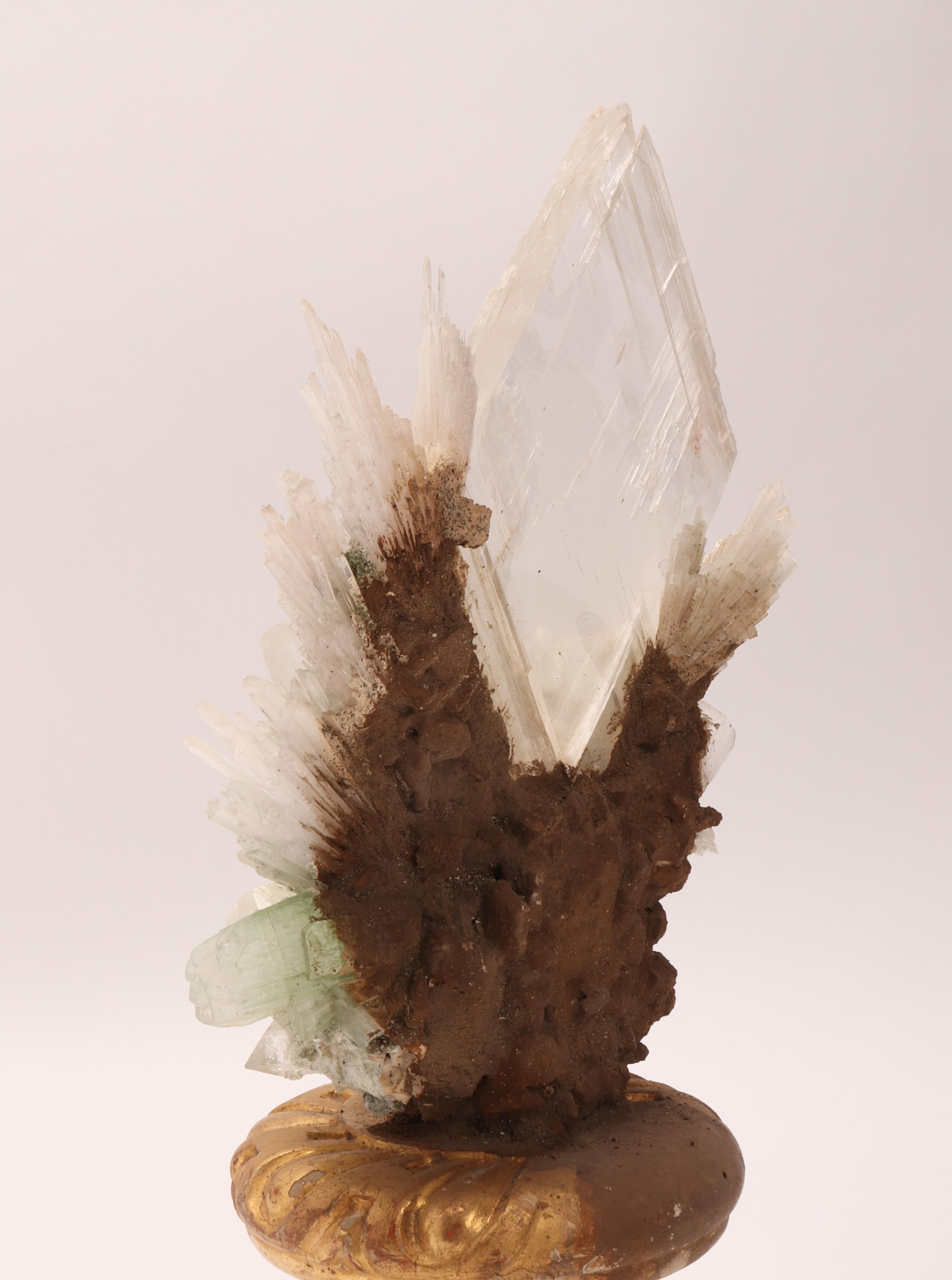 Natural Specimen Apophilite, Quartz and Calcite Flowers Crystals, Italy 1880 1