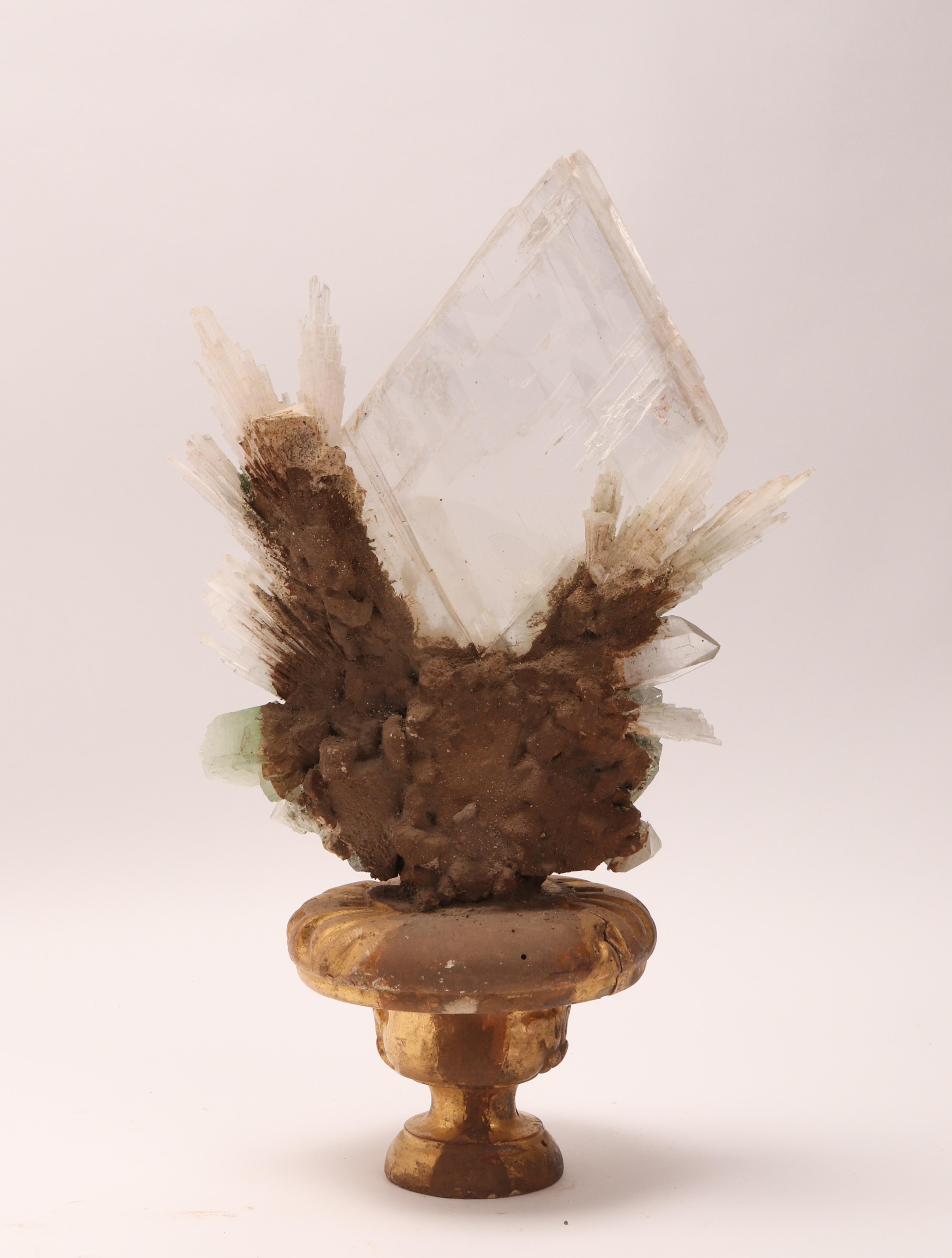 Natural Specimen Apophilite, Quartz and Calcite Flowers Crystals, Italy 1880 2