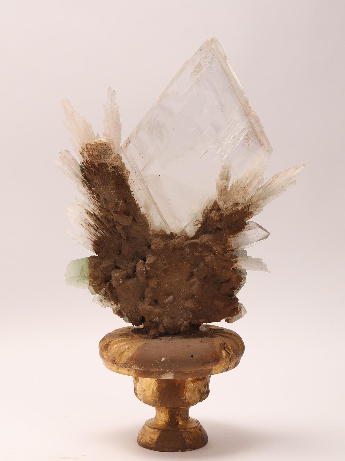 Natural Specimen: Apophilite, Quartz and Calcite Flowers Crystals, Italy, 1880 For Sale 1