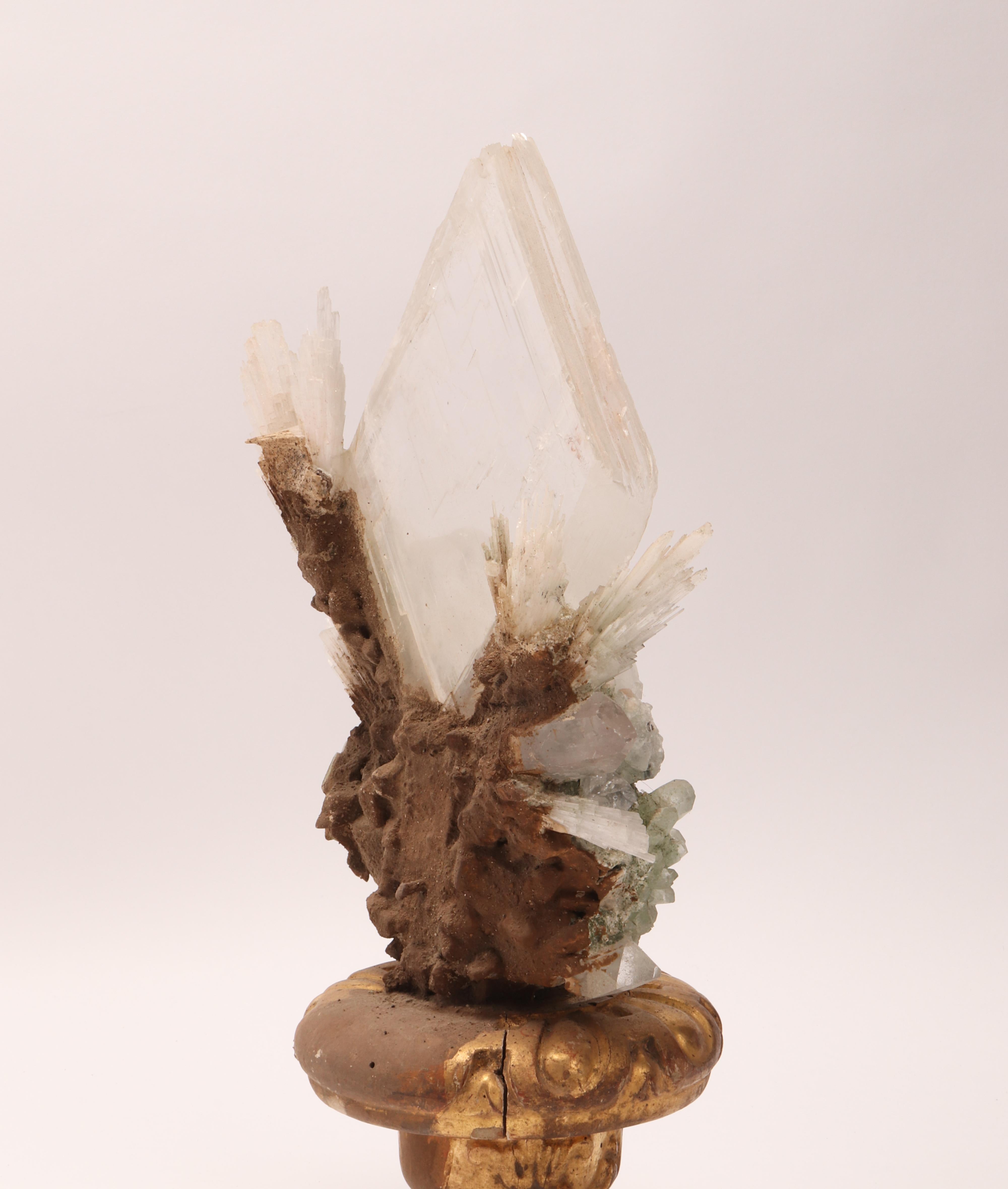 Natural Specimen Apophilite, Quartz and Calcite Flowers Crystals, Italy 1880 3