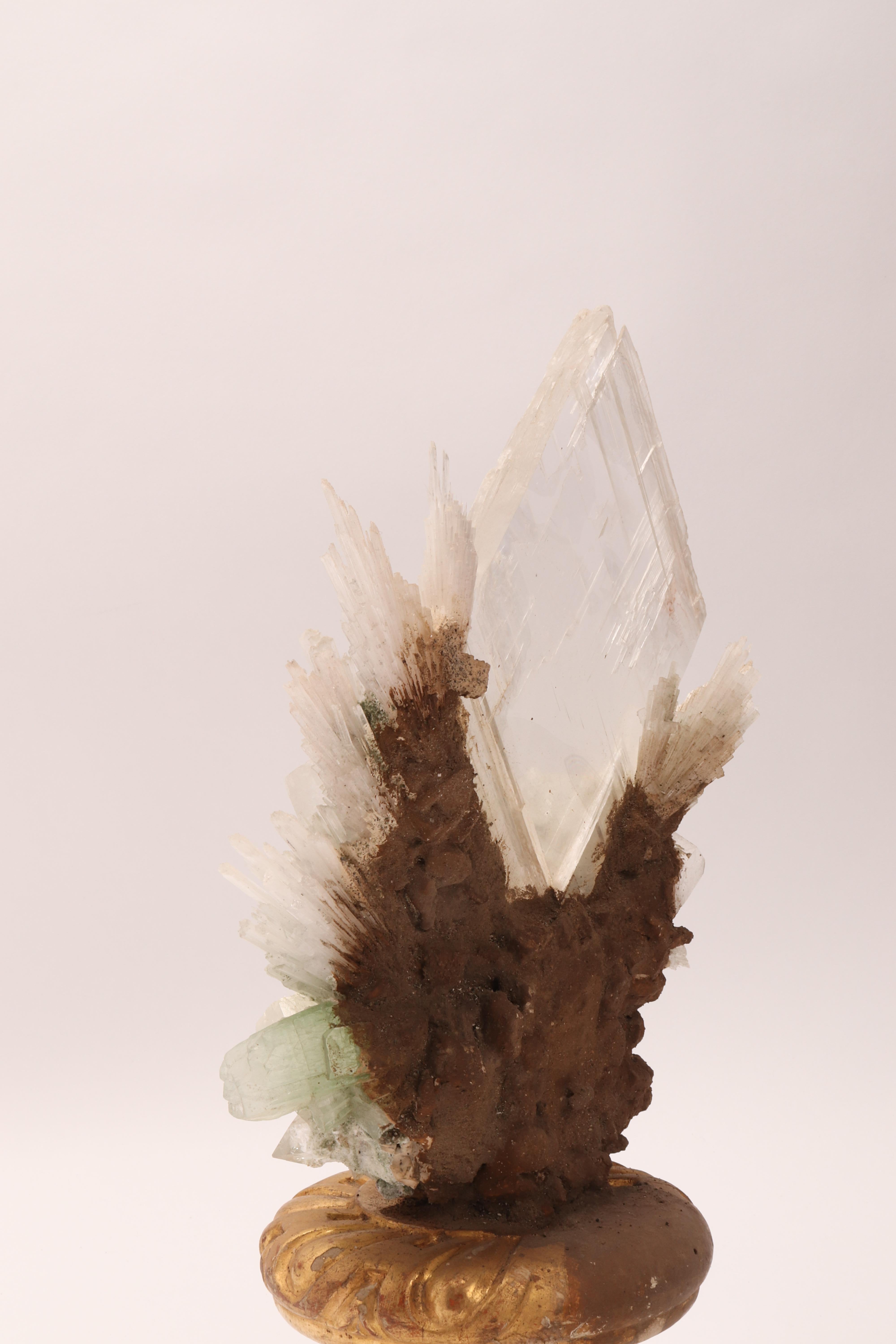 Italian Natural Specimen Apophyllite Quartz and Calcite Flowers Crystals, Italy, 1880