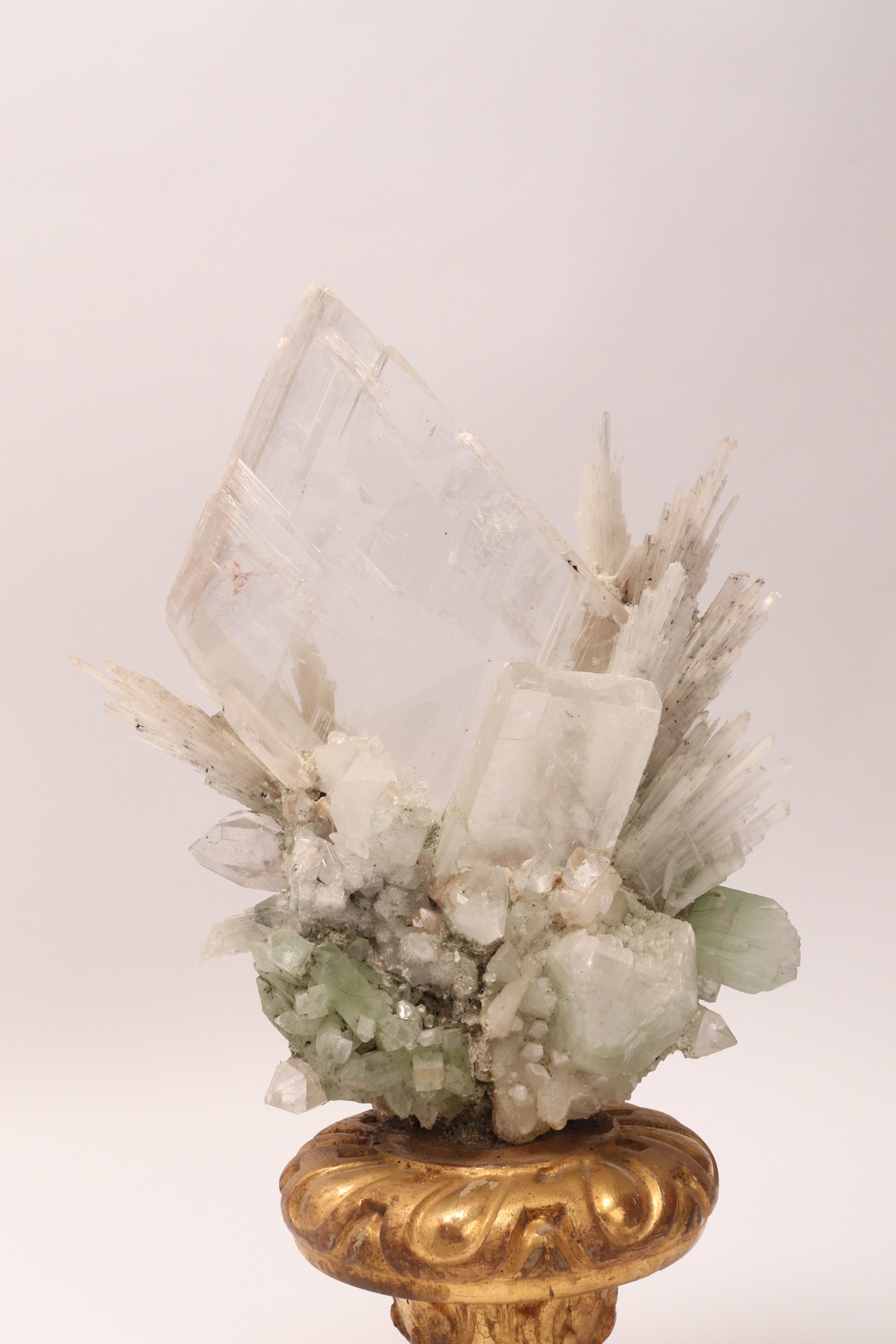 Natural Specimen Apophyllite Quartz and Calcite Flowers Crystals, Italy, 1880 2