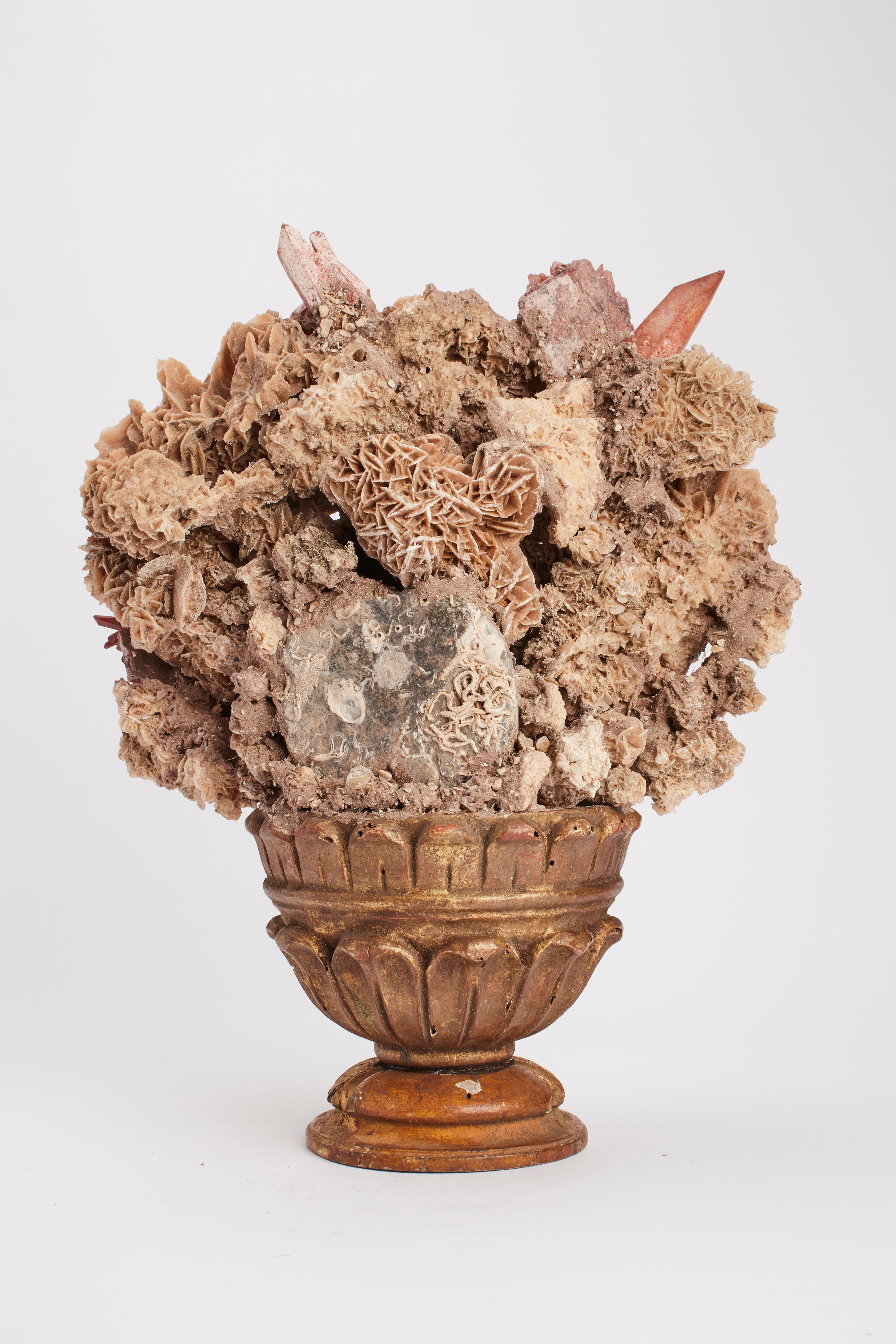 Late 19th Century Natural Specimen Desert Rose and Red Crystals, Italy, 1880