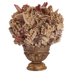 Espécimen natural de rosa del desierto y cristales rojos, Italia, 1880