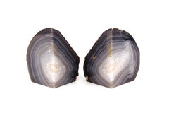 Natural Specimen Geode Bookends in Blue Agate