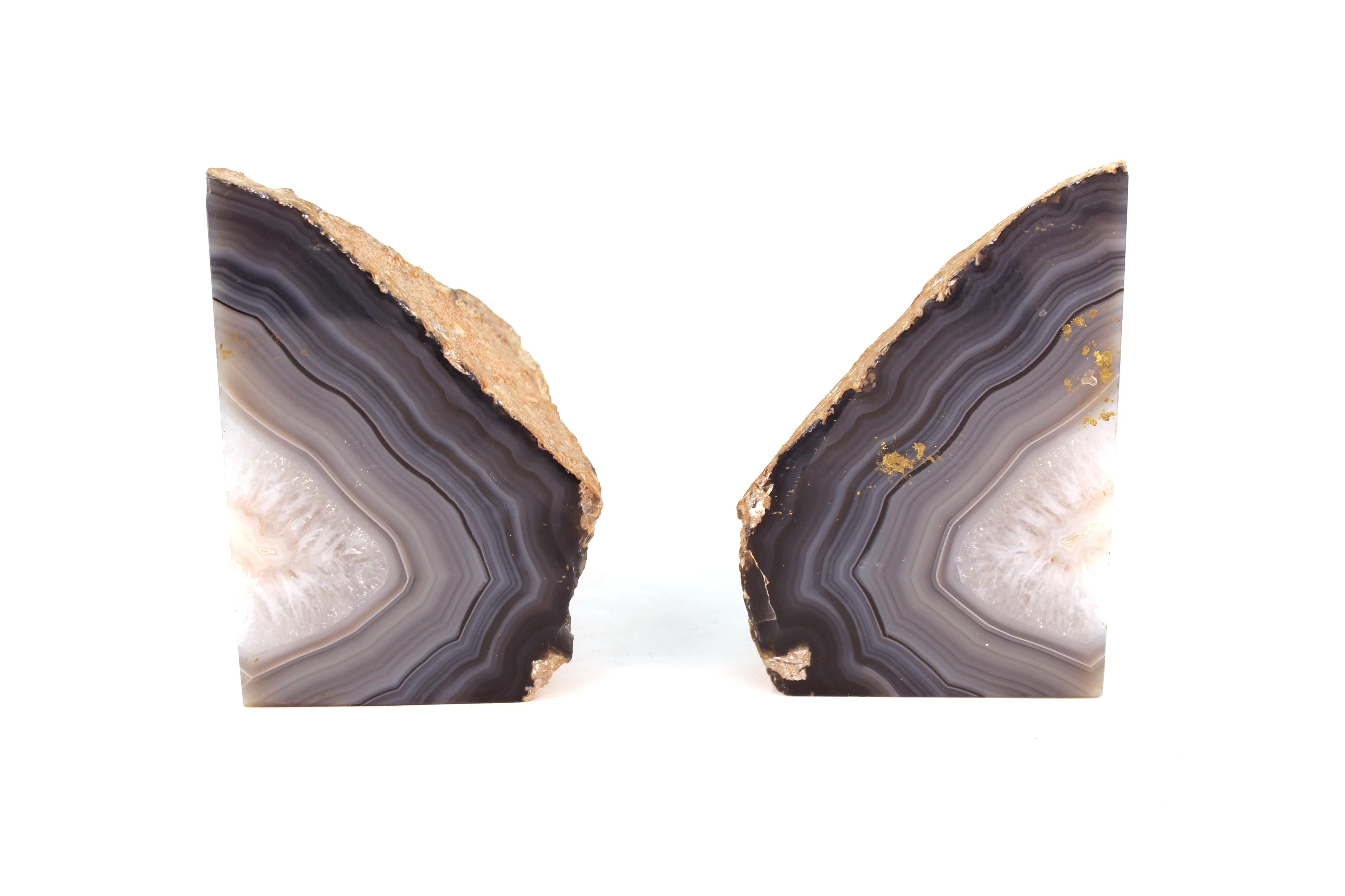 blue agate geode bookends