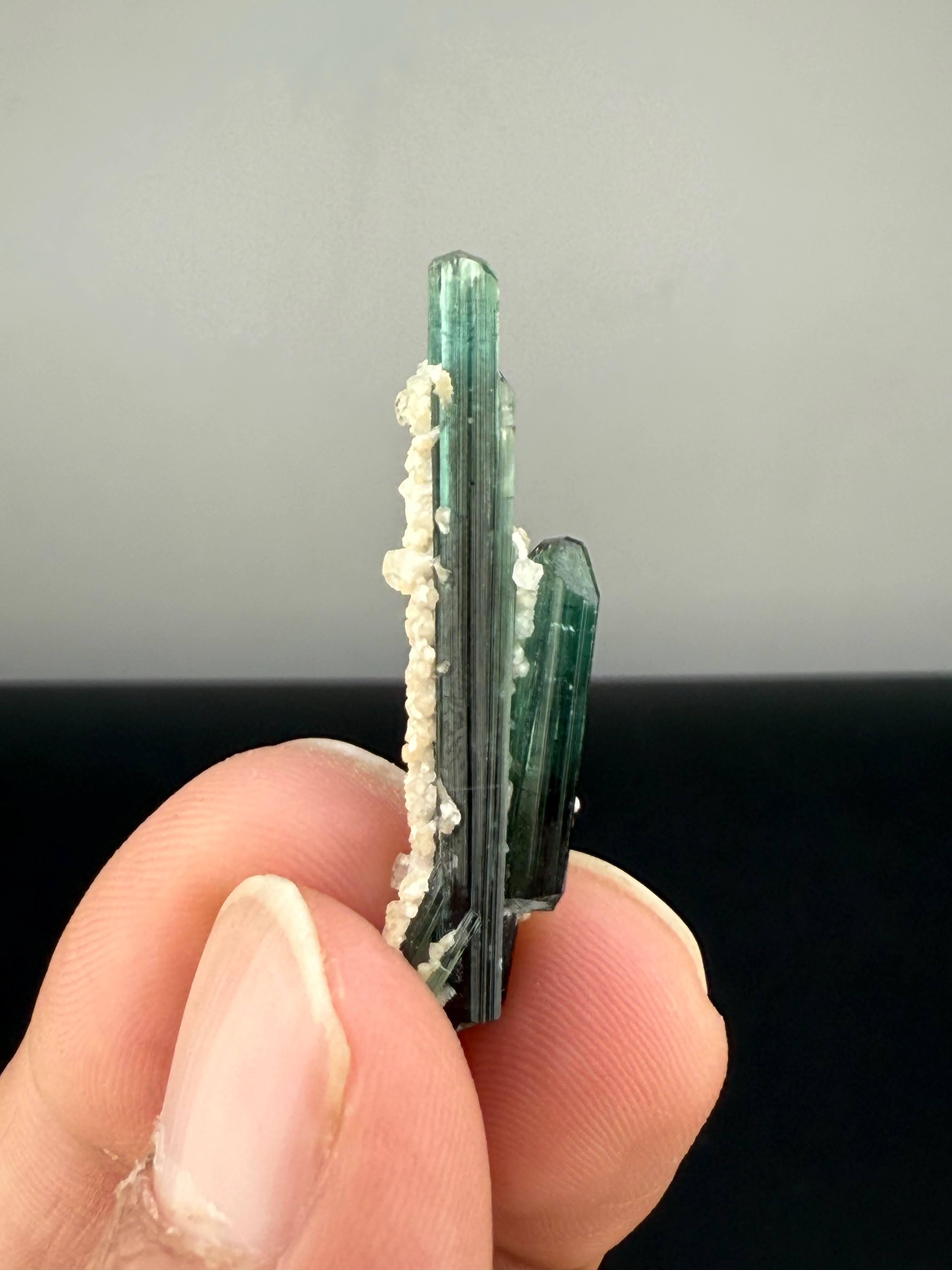 Natural Specimen Indicolite Tourmaline Crystals With Albite From Afghanistan For Sale 1