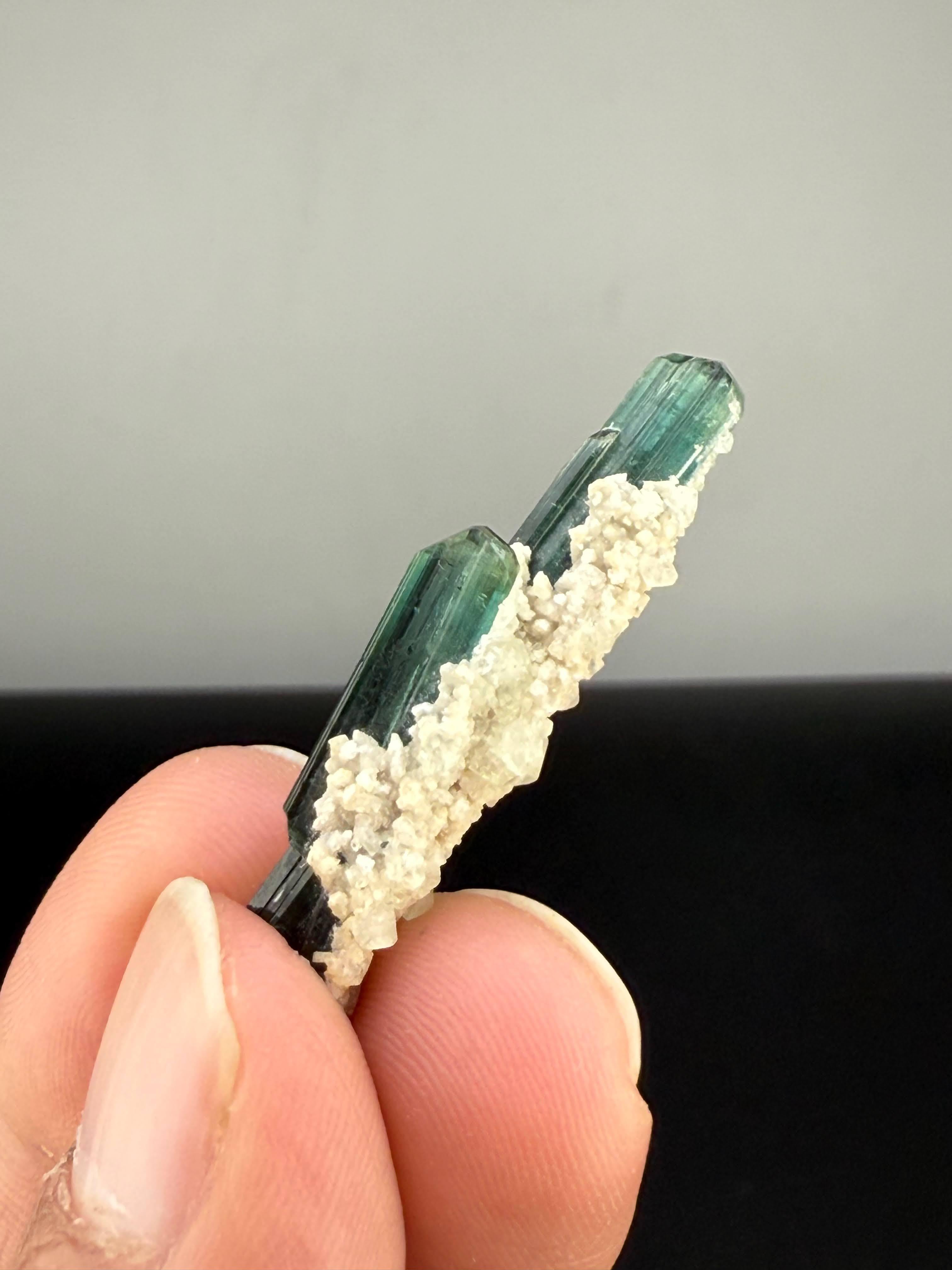 Natural Specimen Indicolite Tourmaline Crystals With Albite From Afghanistan For Sale 4
