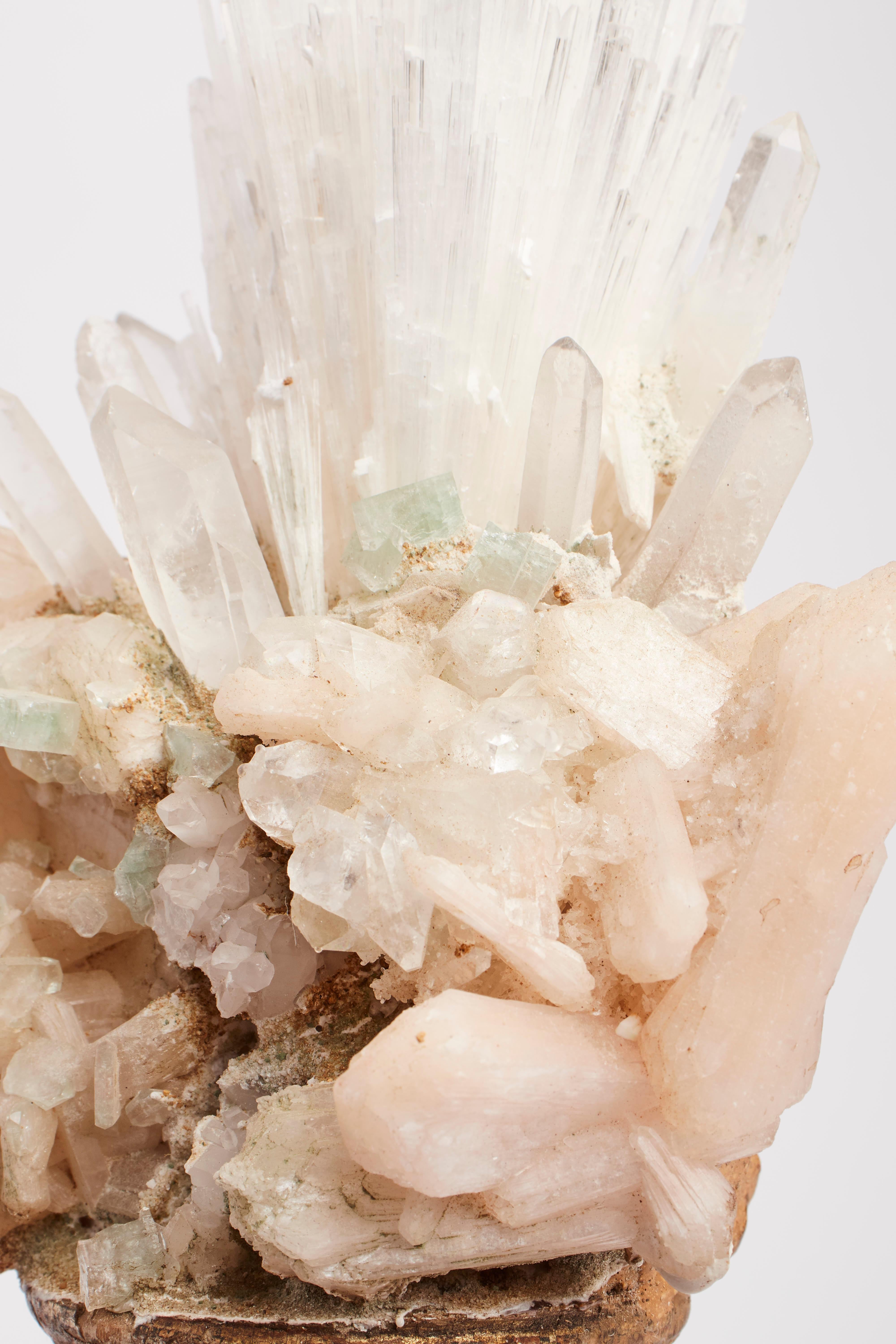 Late 19th Century Natural Specimen Mesolite and Apophylite Crystals, Italy, 1880