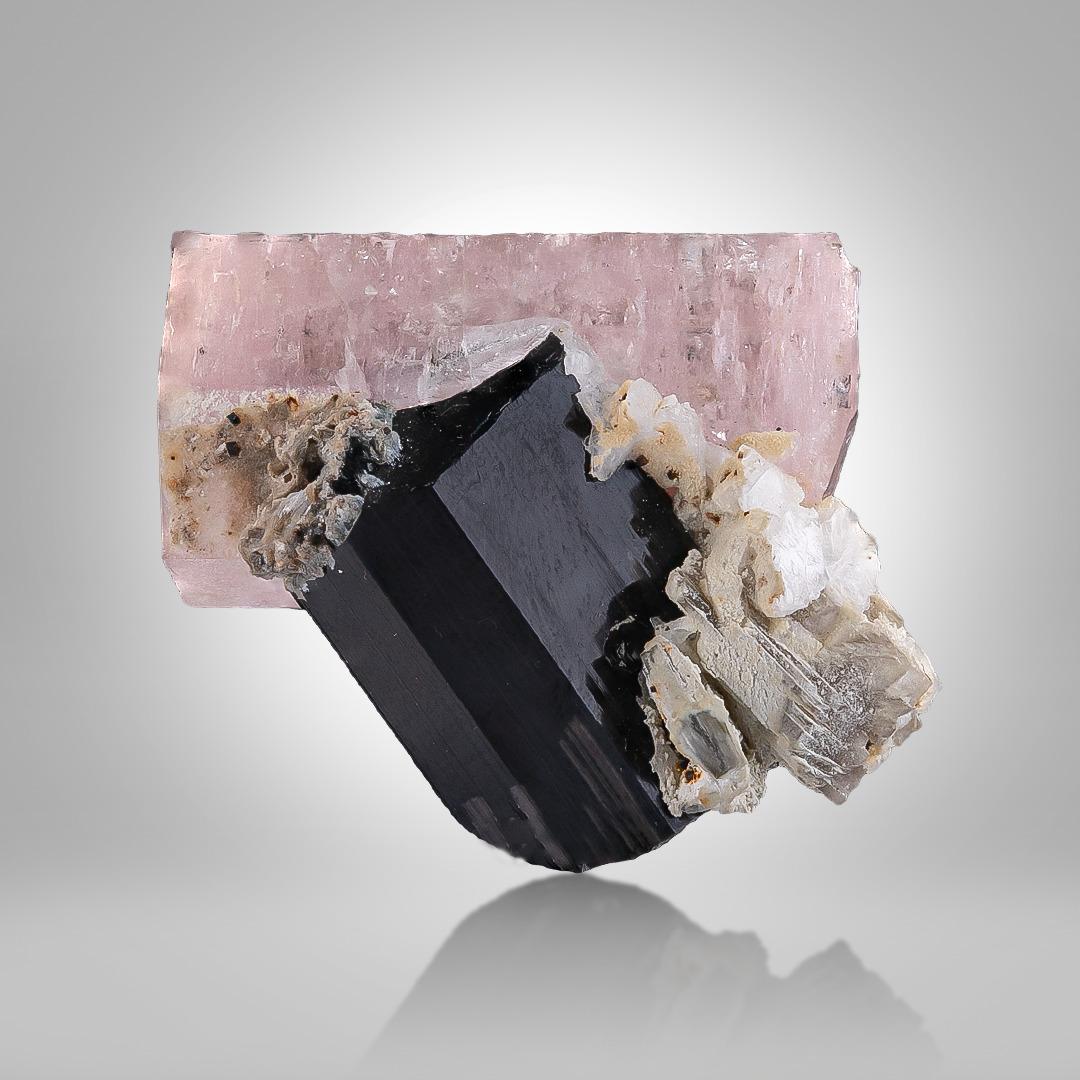 Art Déco Natural Specimen Of Apatite On Schorl Crystal From Pakistan in vendita