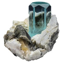 Natural Specimen Of Aquamarine Crystal With Albite And Muscovite From Pakistan