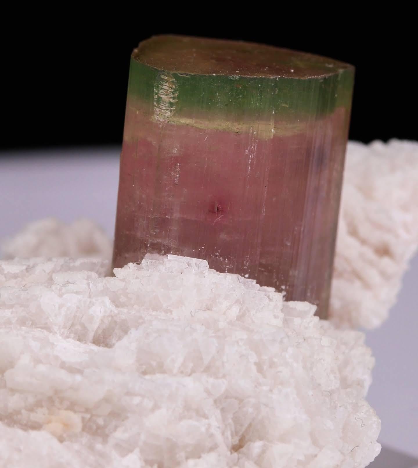 XXI secolo e contemporaneo Esemplare naturale di cristallo di tormalina bicolore su Cleavelandite dal Pakistan in vendita