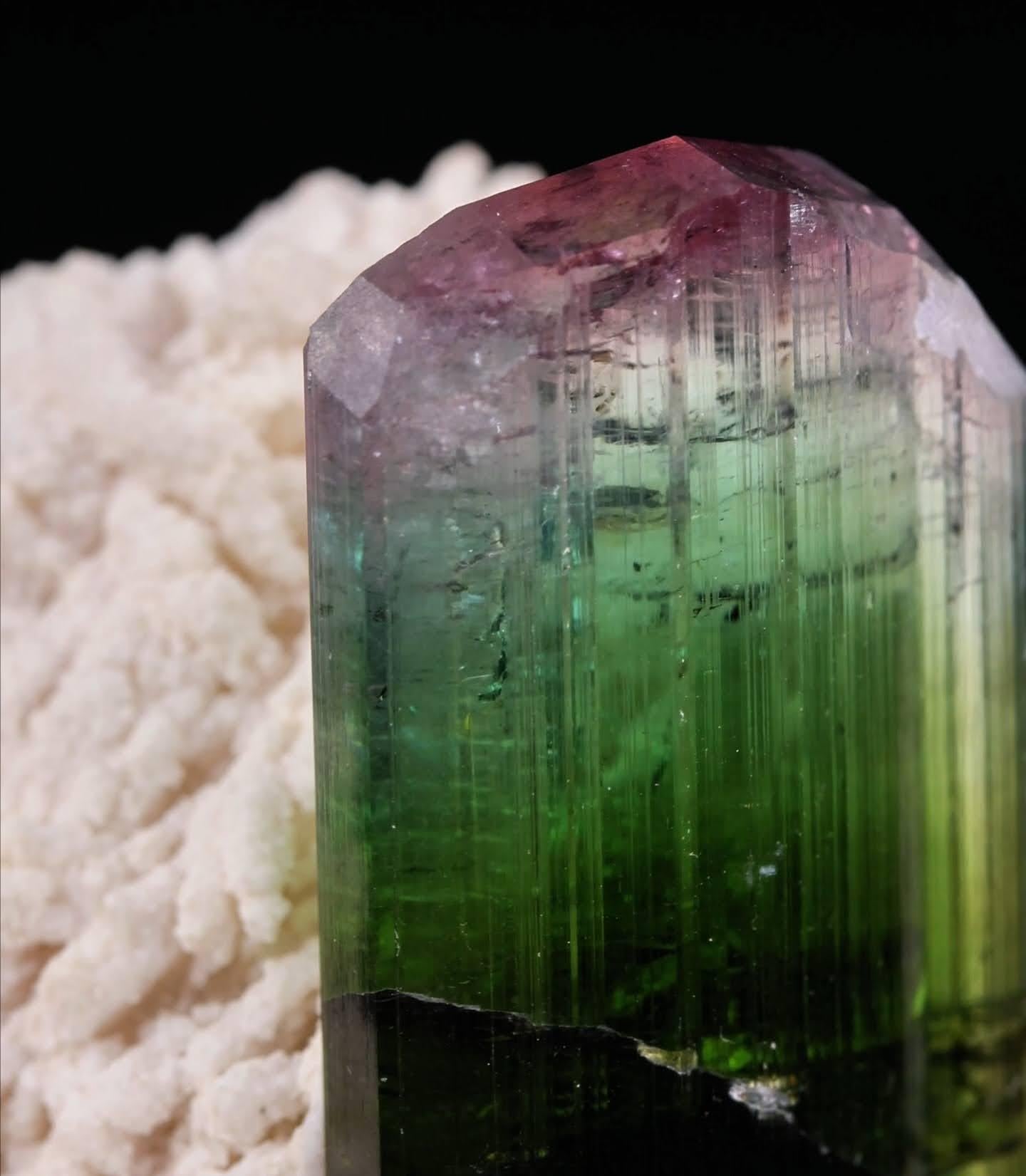 Natürliches Exemplar eines zweifarbigen Turmalins auf Cleavelandit aus Afghanistan im Angebot 1