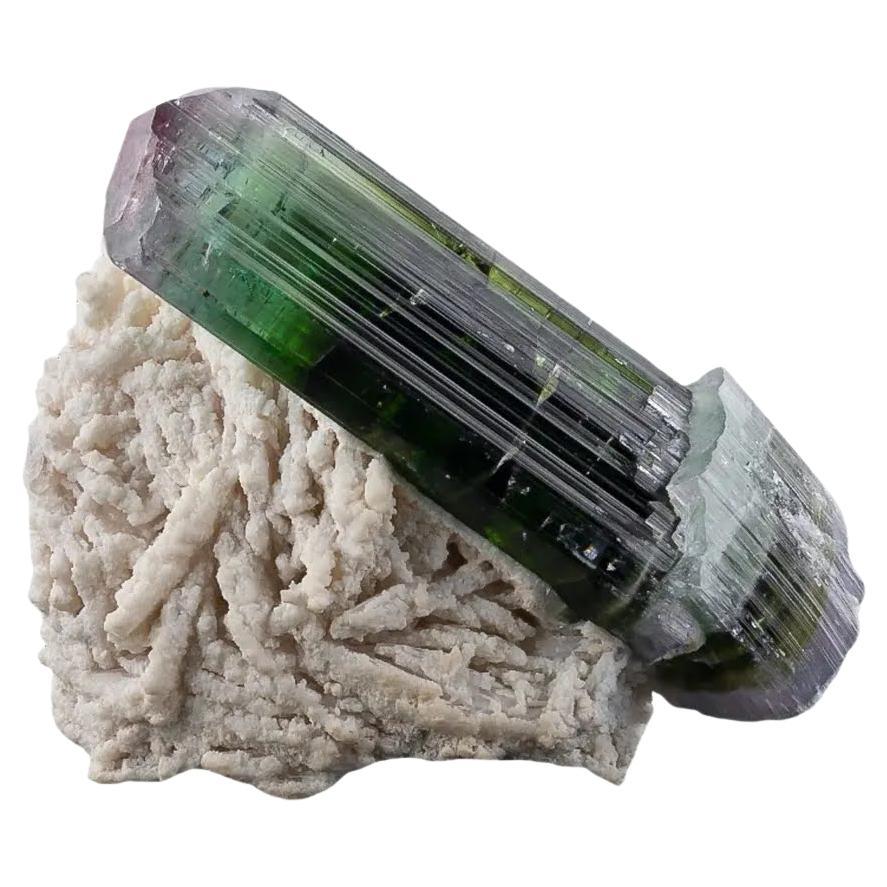 Natural Specimen Of Bi Color Tourmaline On Cleavelandite From Afghanistan
