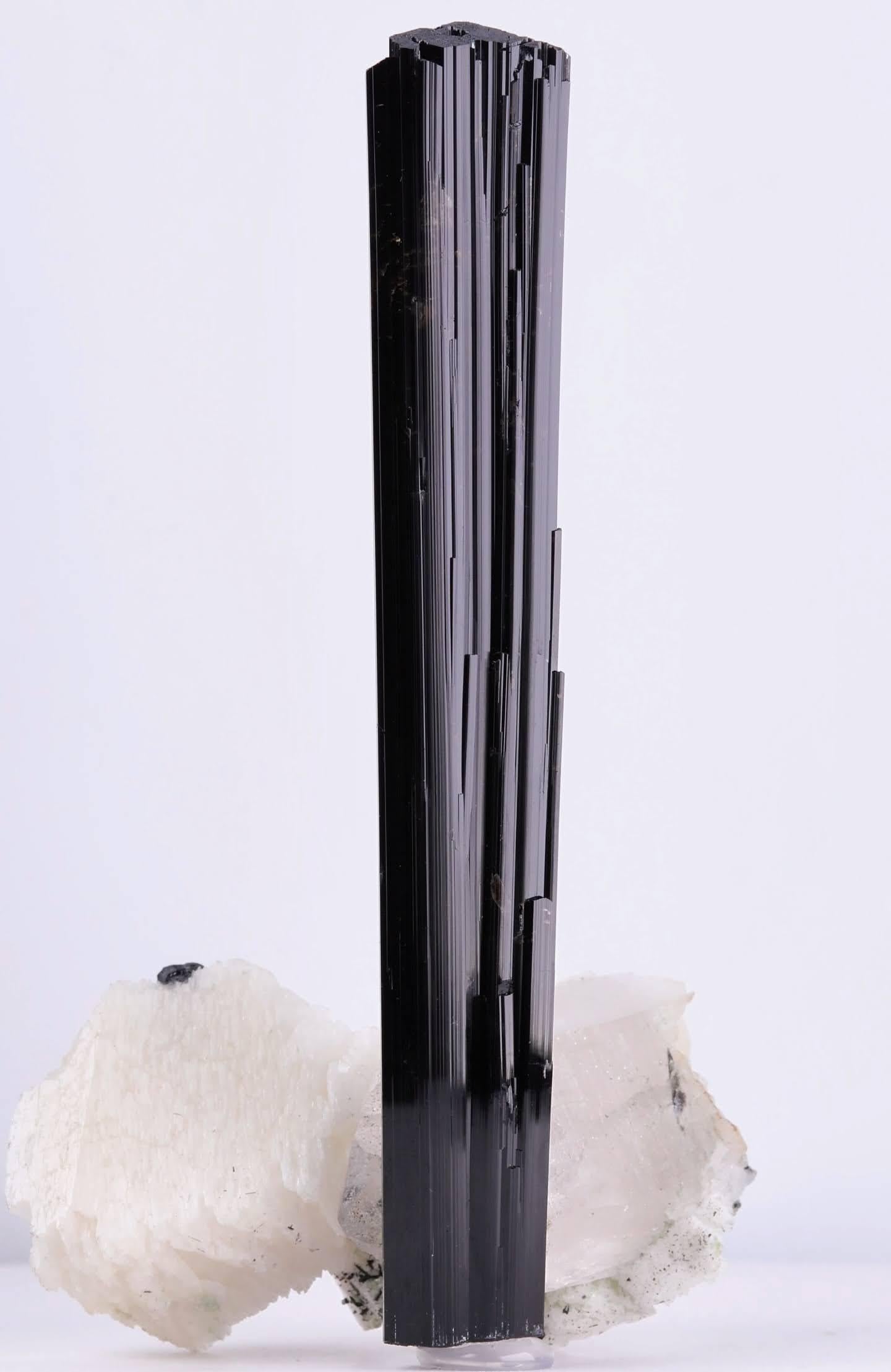 Spécimen naturel de Schorl noir sur cristaux de quartz du Pakistan en vente 3