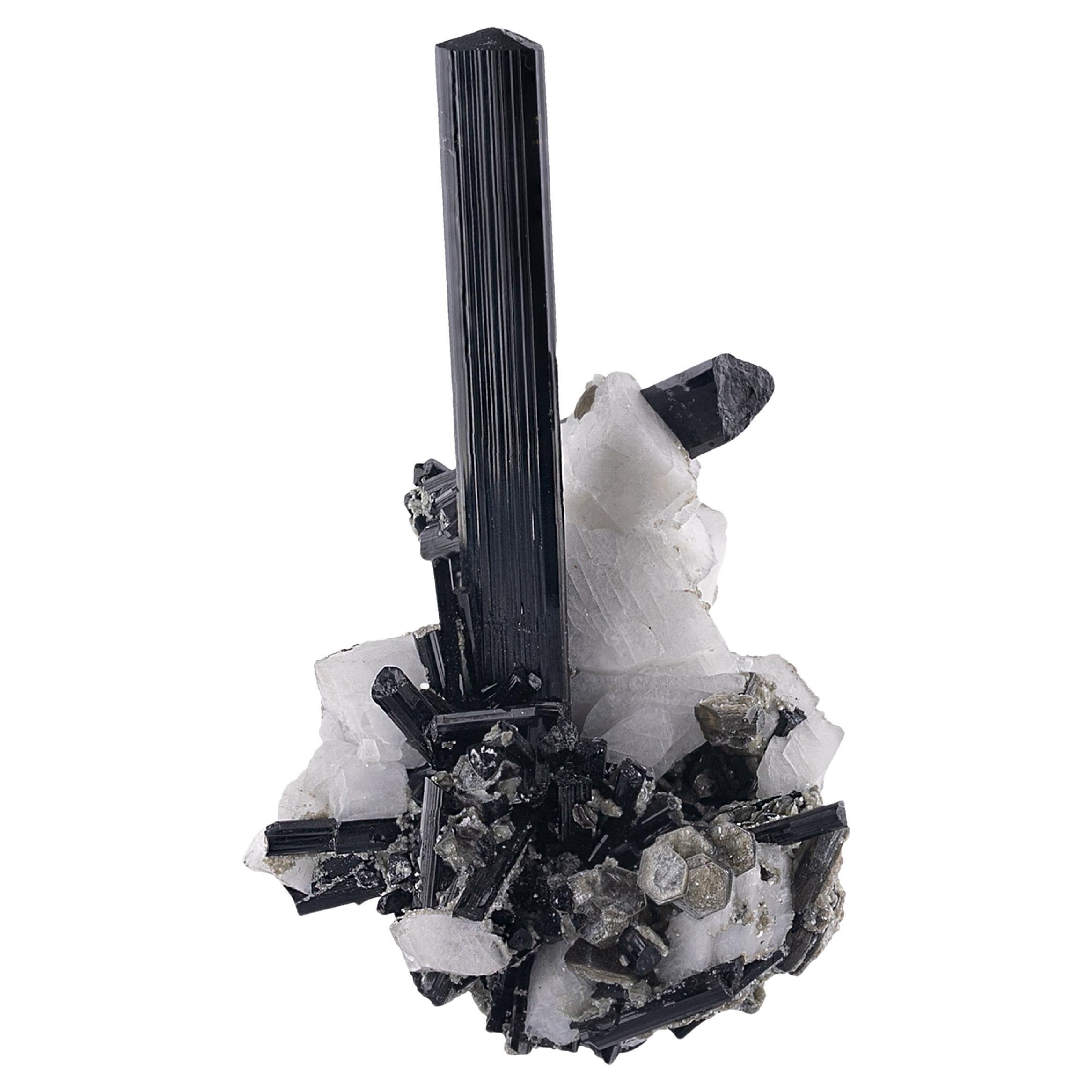 Natural Specimen Of Black Tourmaline On Albite From Pakistan
