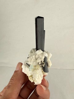 Natural Specimen Of Black Tourmaline With Aquamarine On Matrix From Pakistan