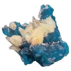 Natural Specimen Of Blue Fluorite With Calcite From Pakistan