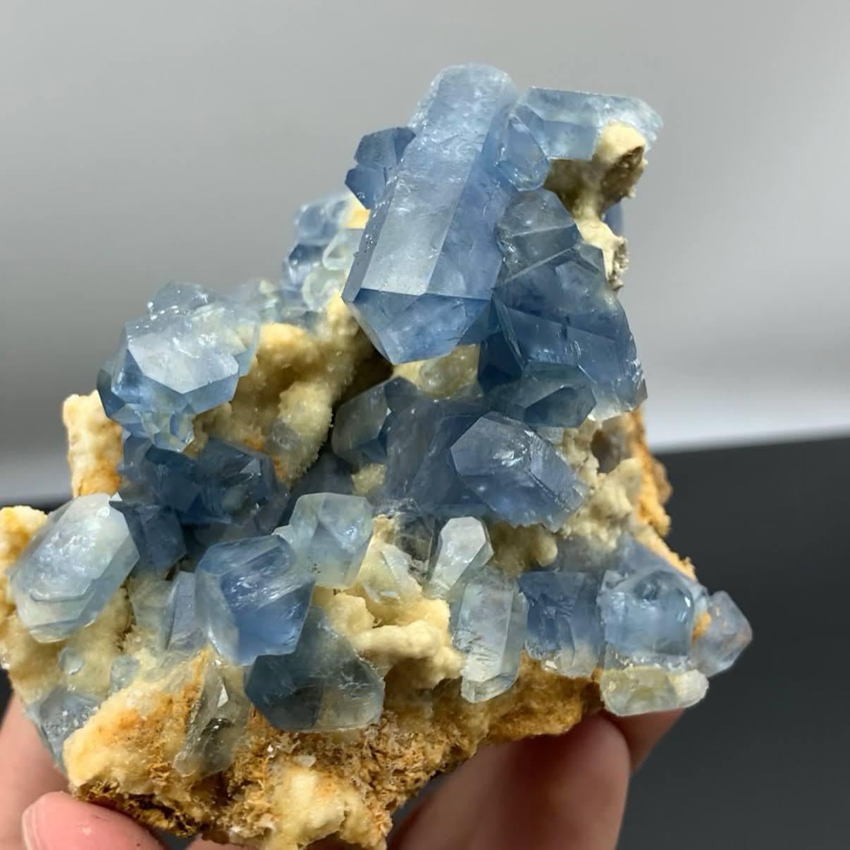 Natural Specimen Of Celestite Crystals On Calcite From Afghanistan For Sale 2