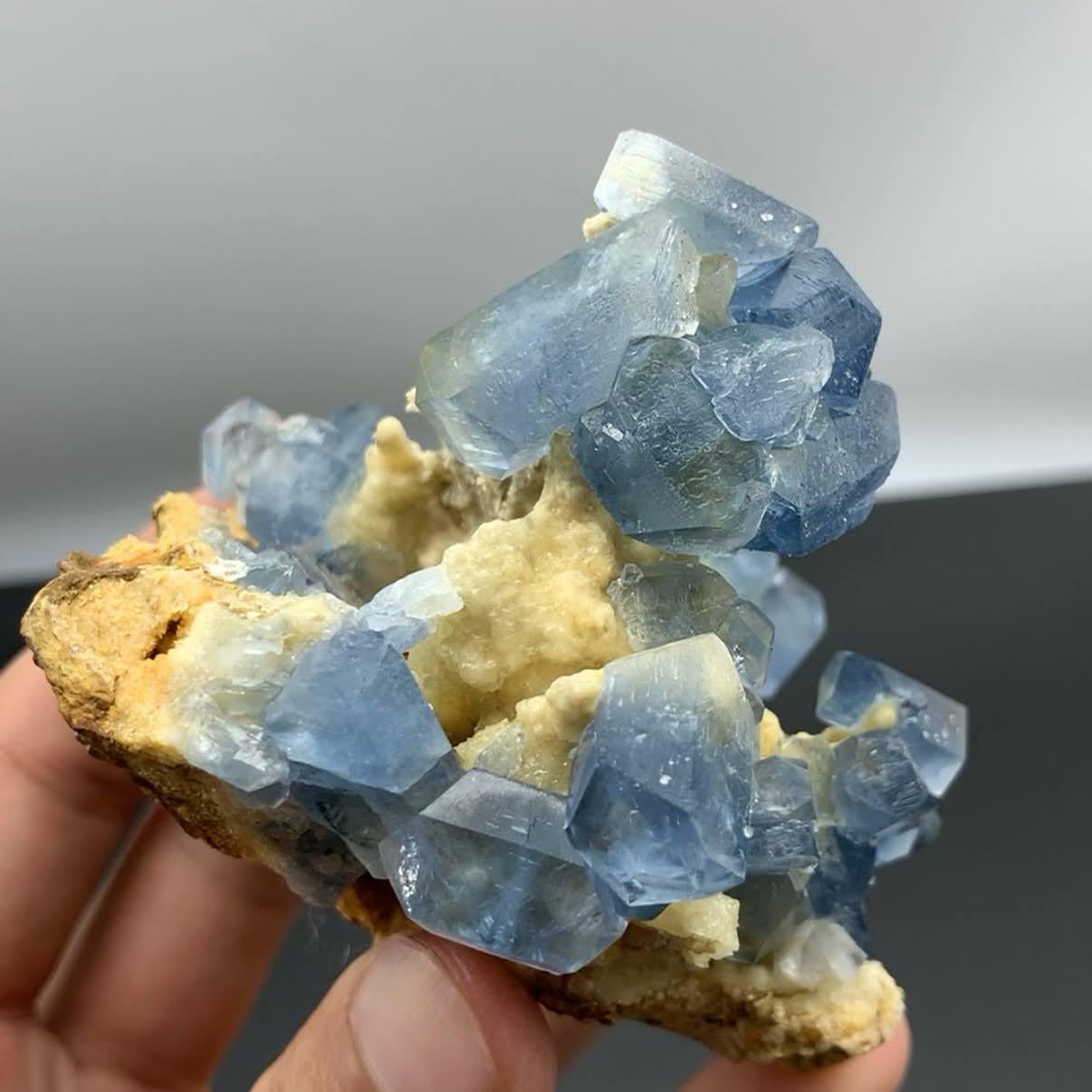 Natural Specimen Of Celestite Crystals On Calcite From Afghanistan For Sale 3