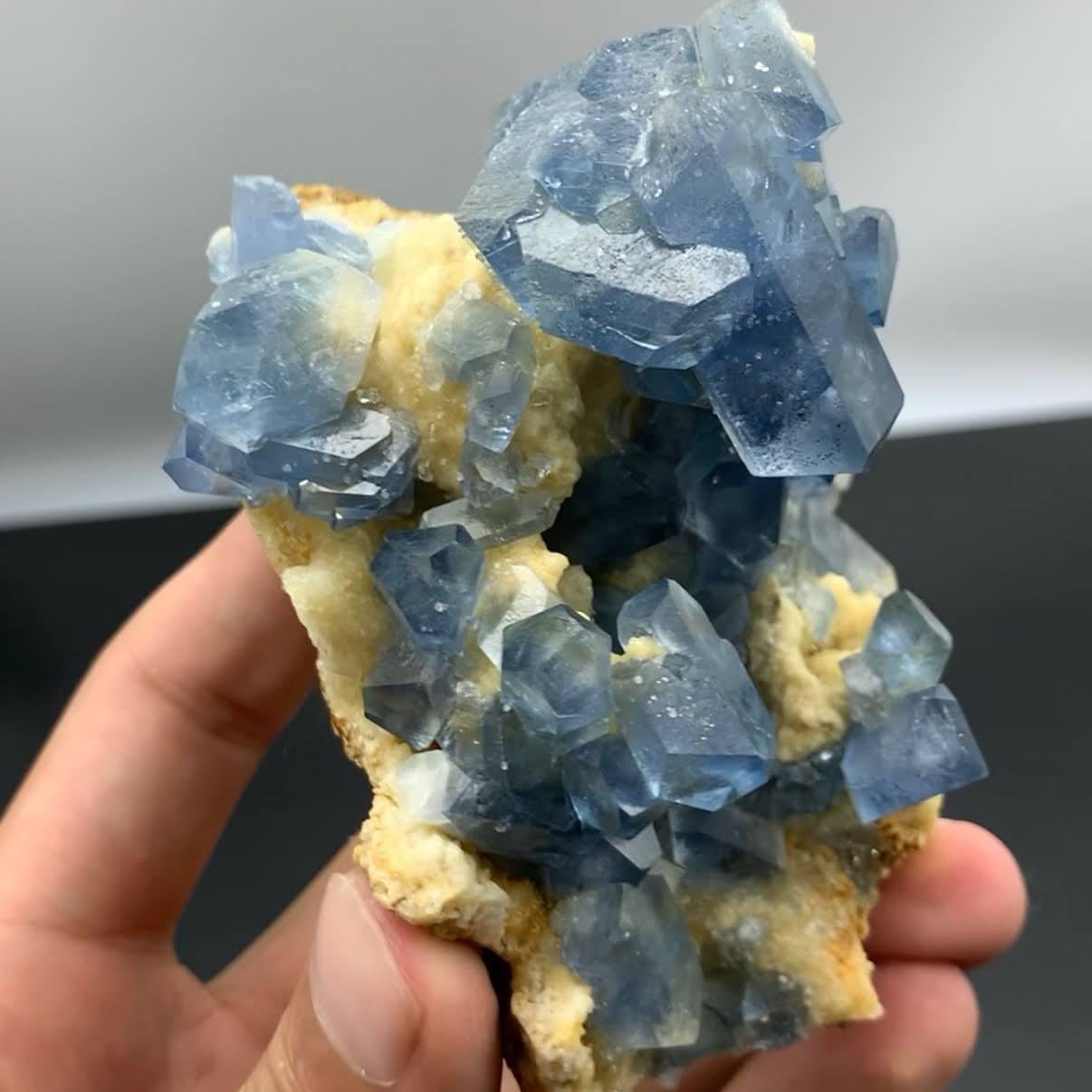 Natural Specimen Of Celestite Crystals On Calcite From Afghanistan For Sale 4