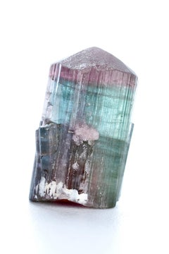 Spécimen naturel de cristal de tourmaline bicolore foncée provenant d'Afghanistan