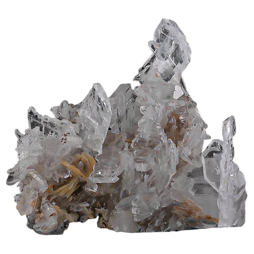 Natural Specimen Of Faden Quartz Cluster With Calcite From Pakistan