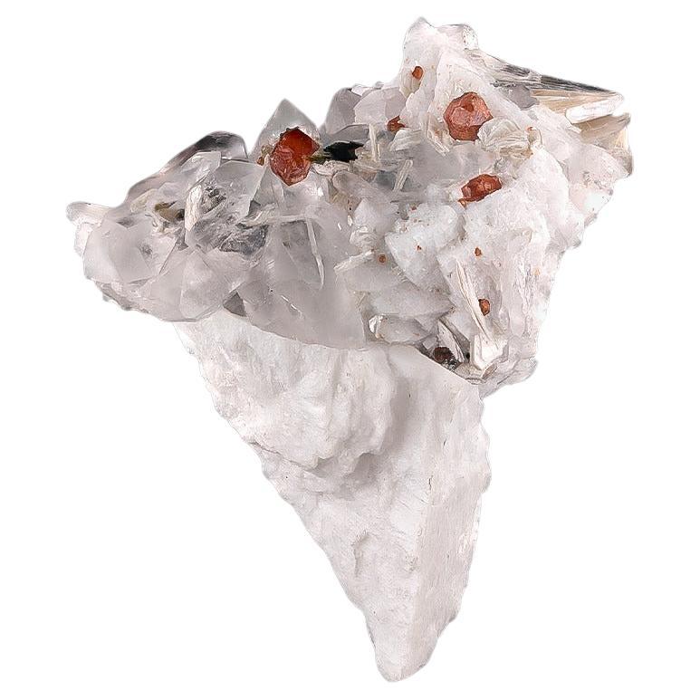 Natural Specimen Of Garnet On Quartz Crystals From Pakistan