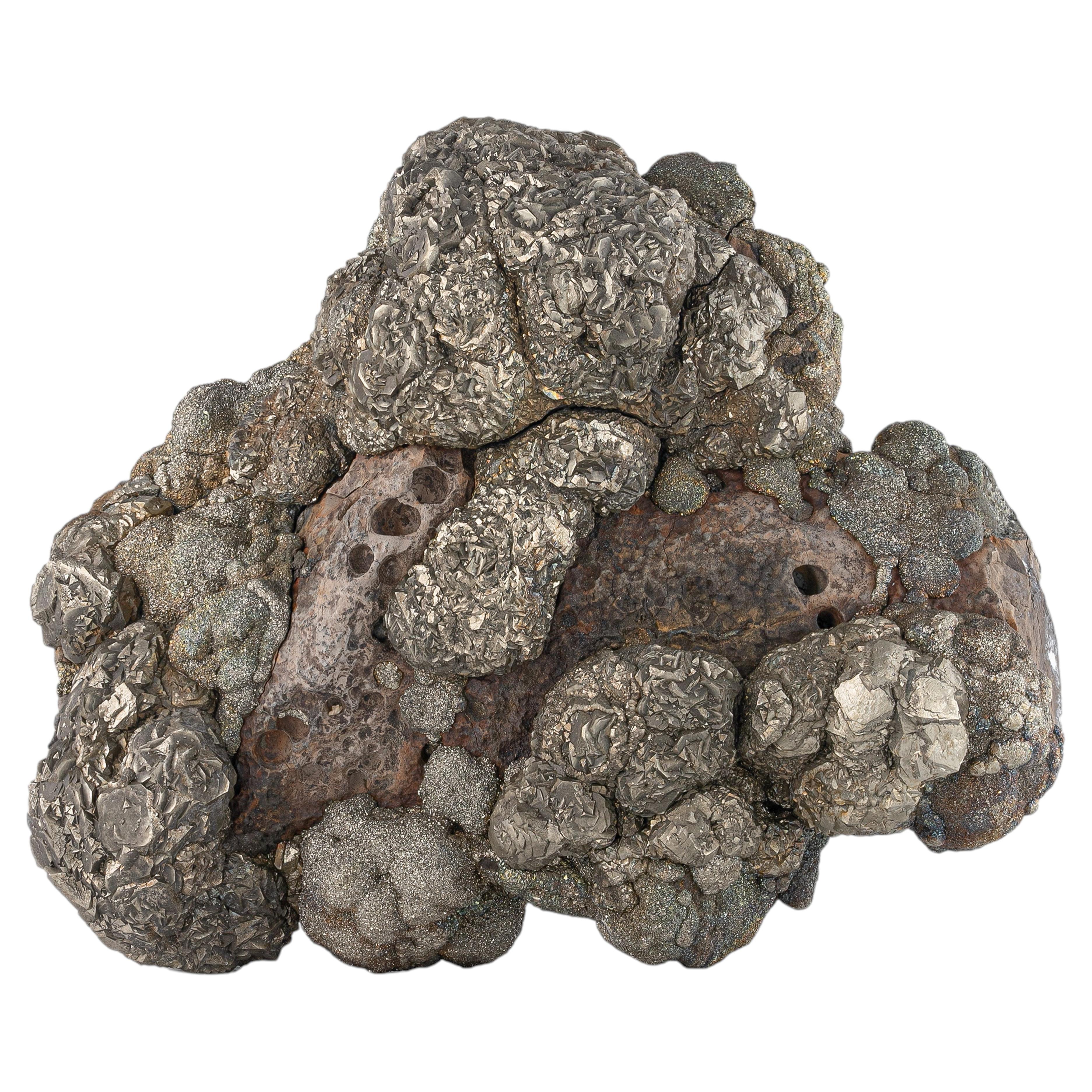 Natural Specimen Of Golden Pyrite On Limonite From Pakistan For Sale