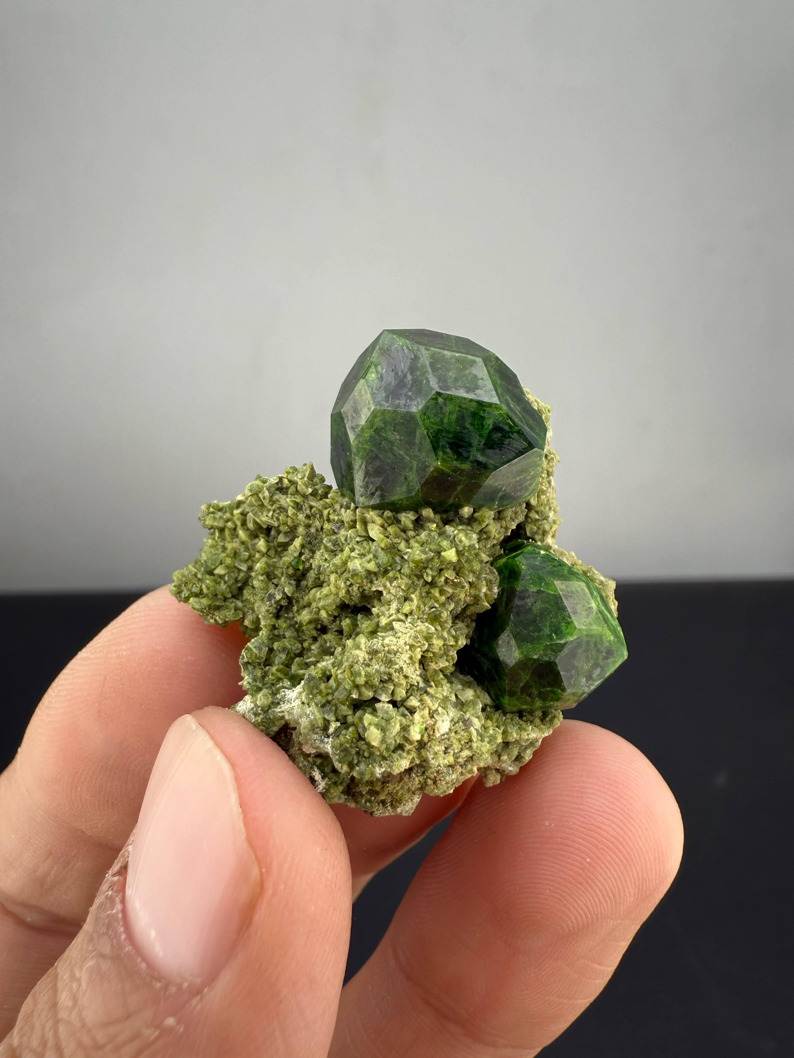 Natural Specimen Of Green Demantoid Garnet Crystals On Matrix From Azerbaijan For Sale 2
