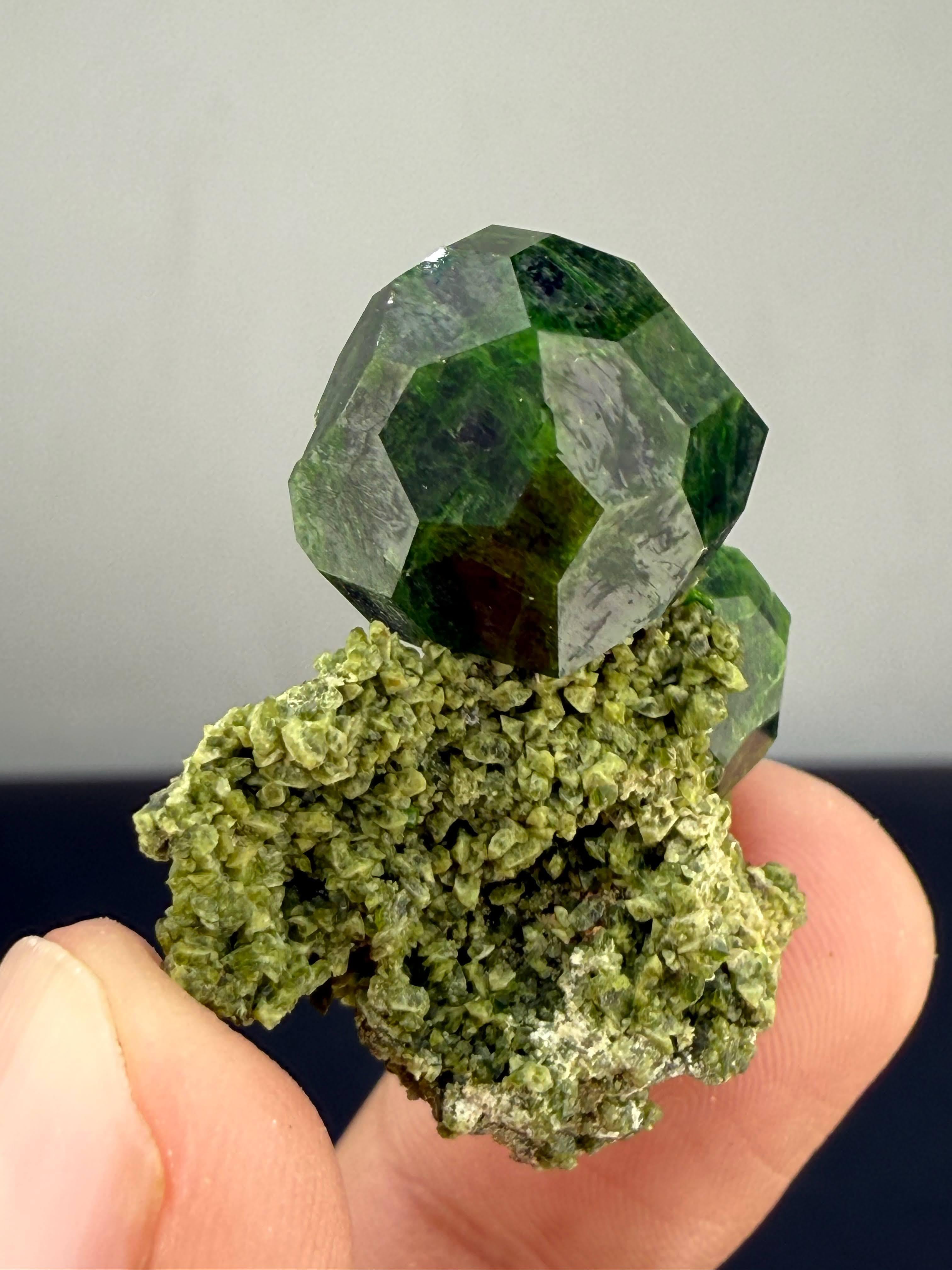 Natural Specimen Of Green Demantoid Garnet Crystals On Matrix From Azerbaijan For Sale 3