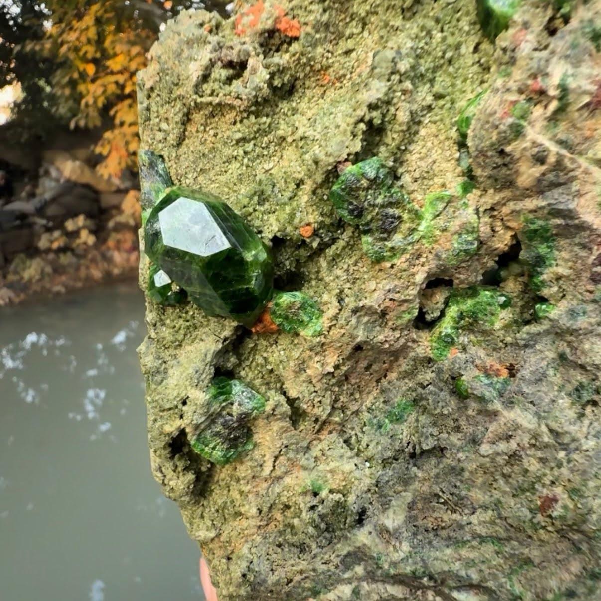 Crystal Natural Specimen Of Green Demantoid Garnet On Matrix From Azerbaijan For Sale