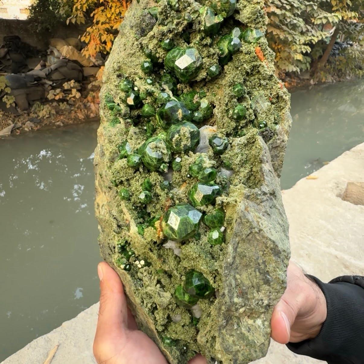 Natural Specimen Of Green Demantoid Garnet On Matrix From Azerbaijan For Sale 2