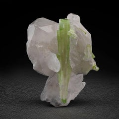Natural Specimen Of Green Tourmaline With Quartz Crystal From Pakistan