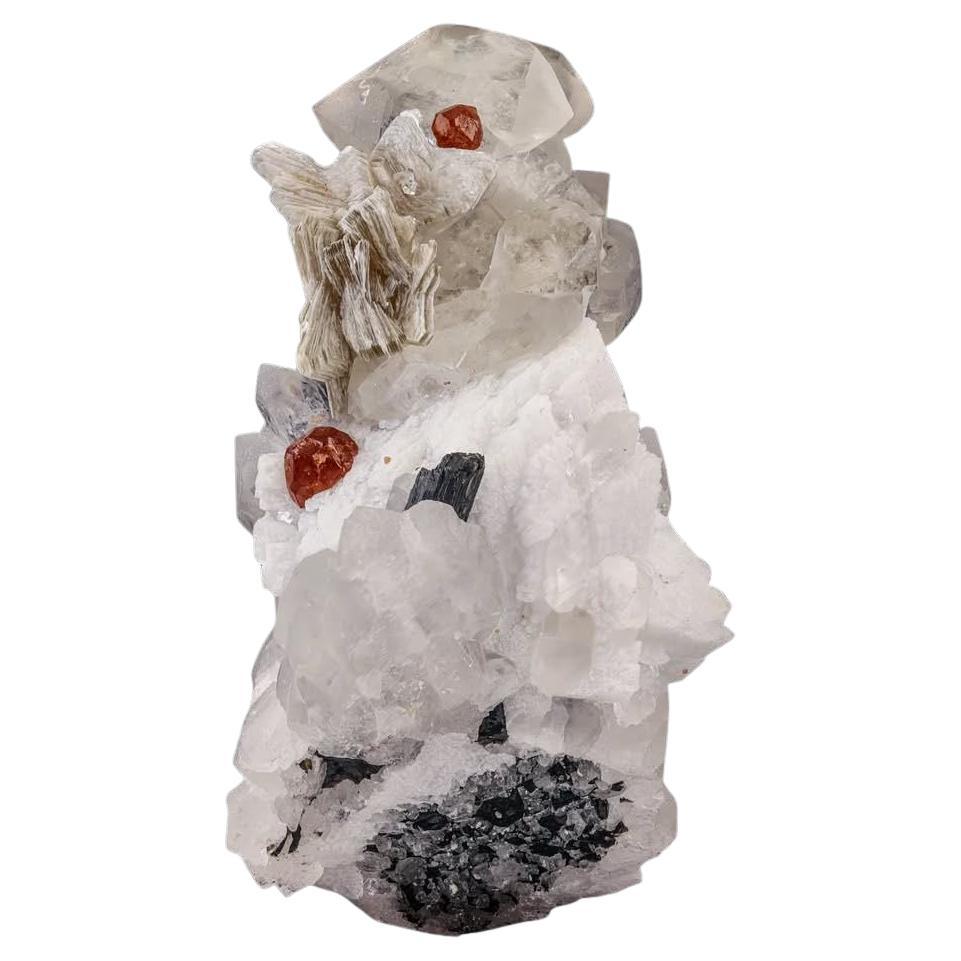 Natural Specimen Of Hessonite Garnet On Quartz Crystals From Pakistan