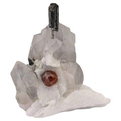 Natural Specimen Of Hessonite Garnet On Quartz Crystals From Pakistan