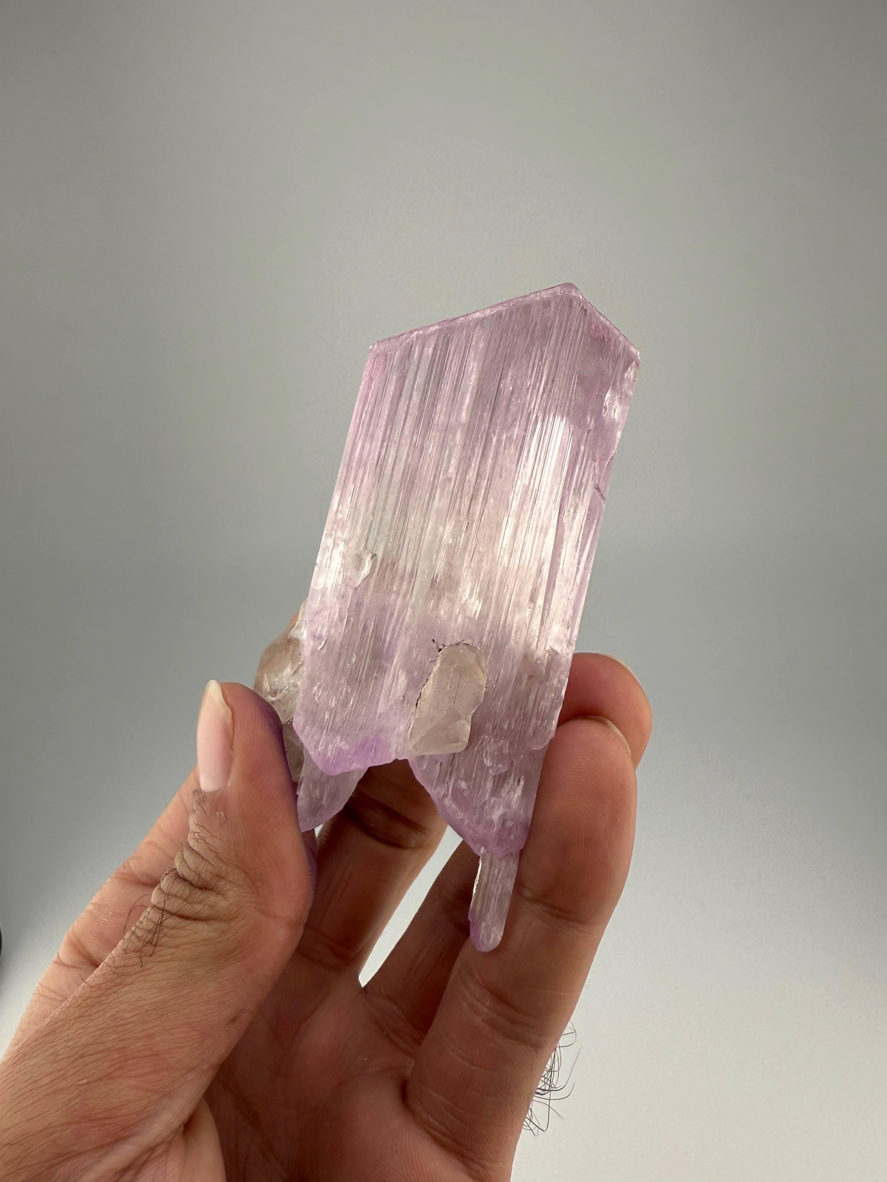 Contemporary Natural Specimen Of Kunzite With Tourmaline Crystals From Afghanistan For Sale