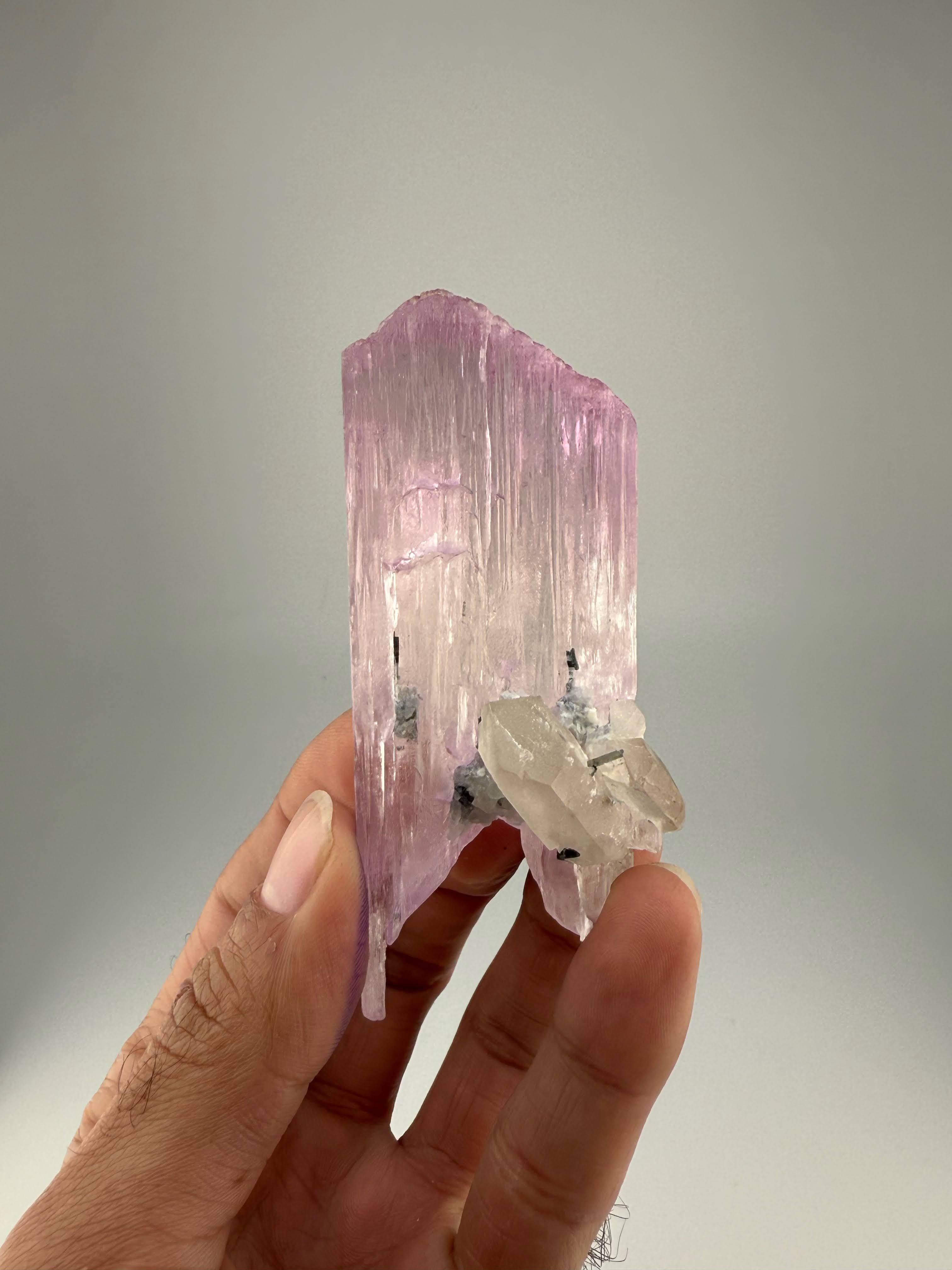 Natural Specimen Of Kunzite With Tourmaline Crystals From Afghanistan For Sale 3