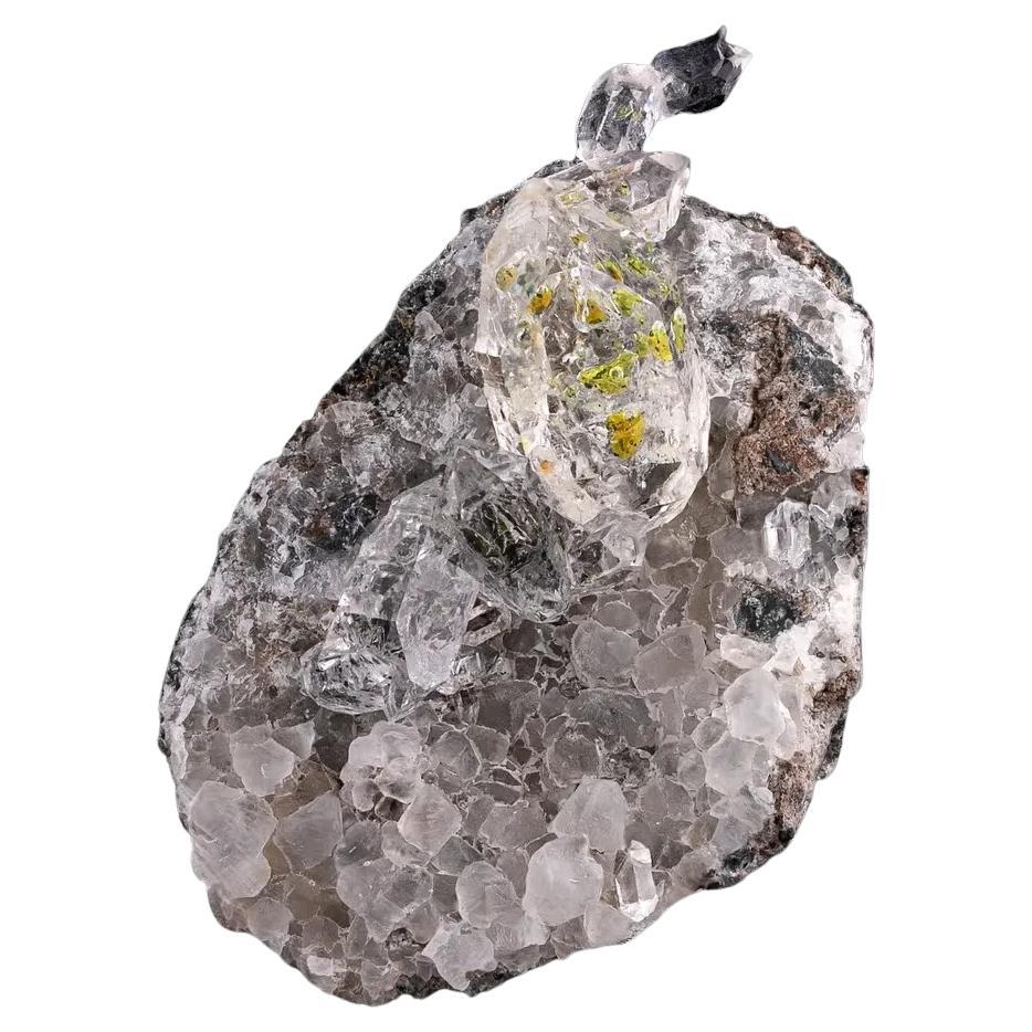 Natural Specimen Of Petroleum Quartz On Calcite From Pakistan For Sale