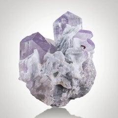 Natural Specimen Of Purple Kunzite Crystals On Albite From Afghanistan
