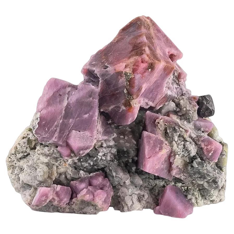 Natural Specimen Of Purple Spinel Crystal On Calcite From Afghanistan